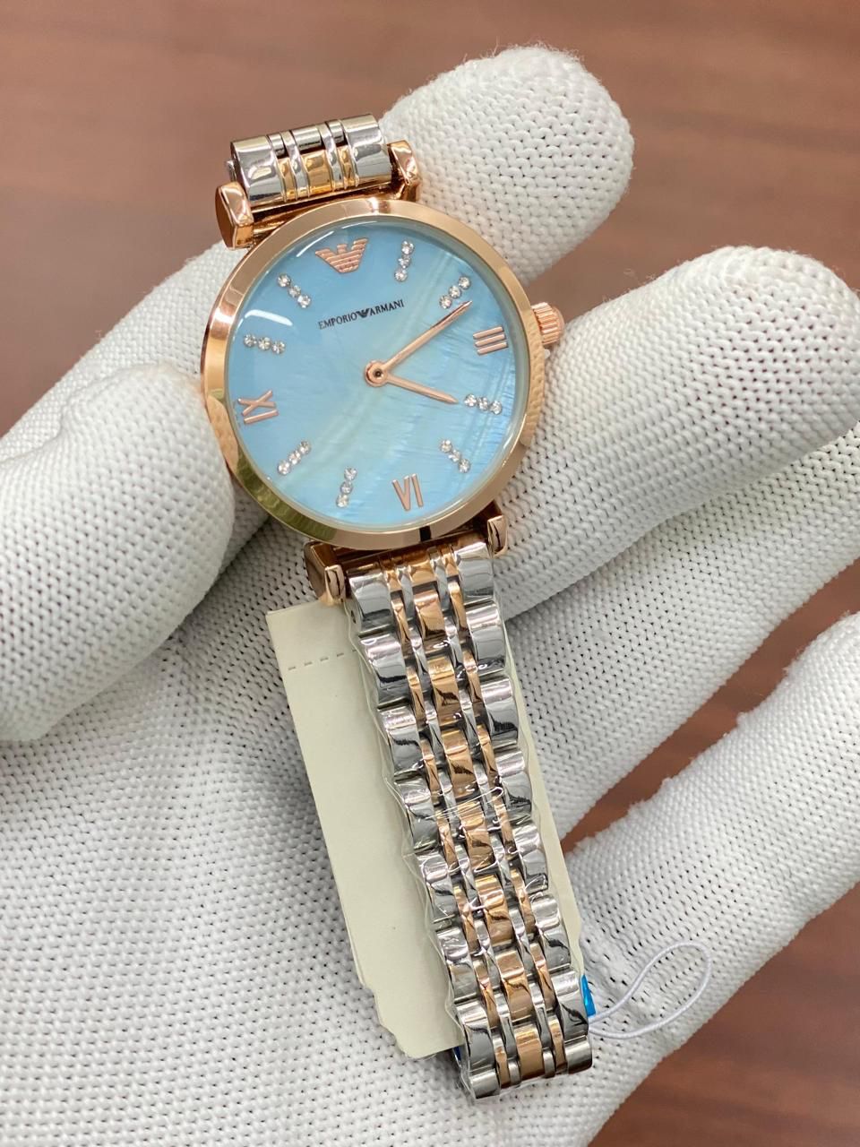 Mra Silver Copper Chain Blue Stud Dial Ladies Watch 988626