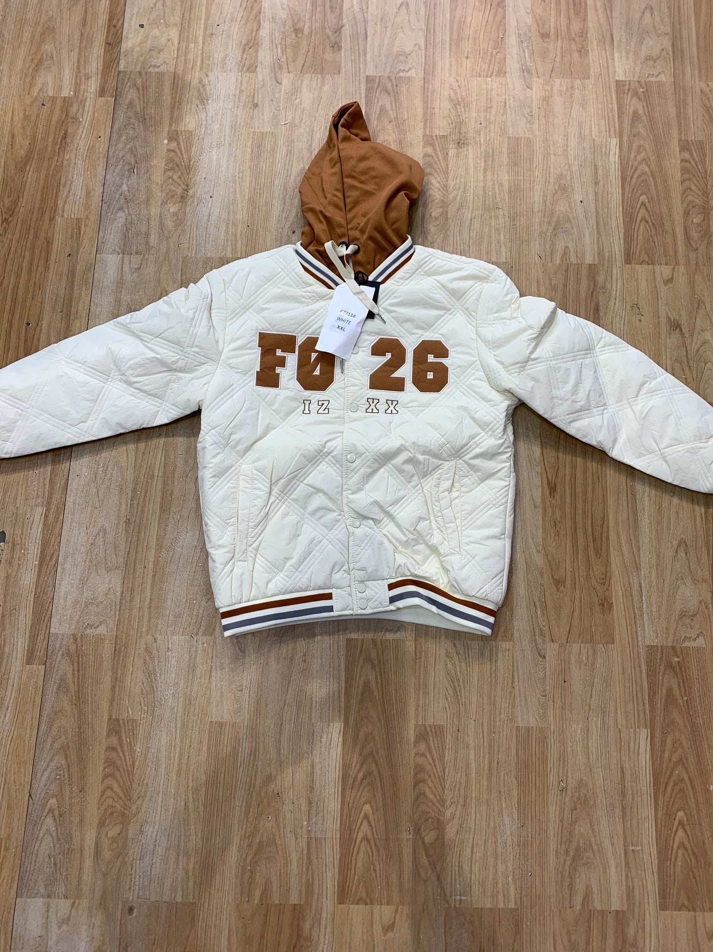 FO-26 OFF White Colour With Cream Embroidery Design Premium Quality Varsity Jacket 67711