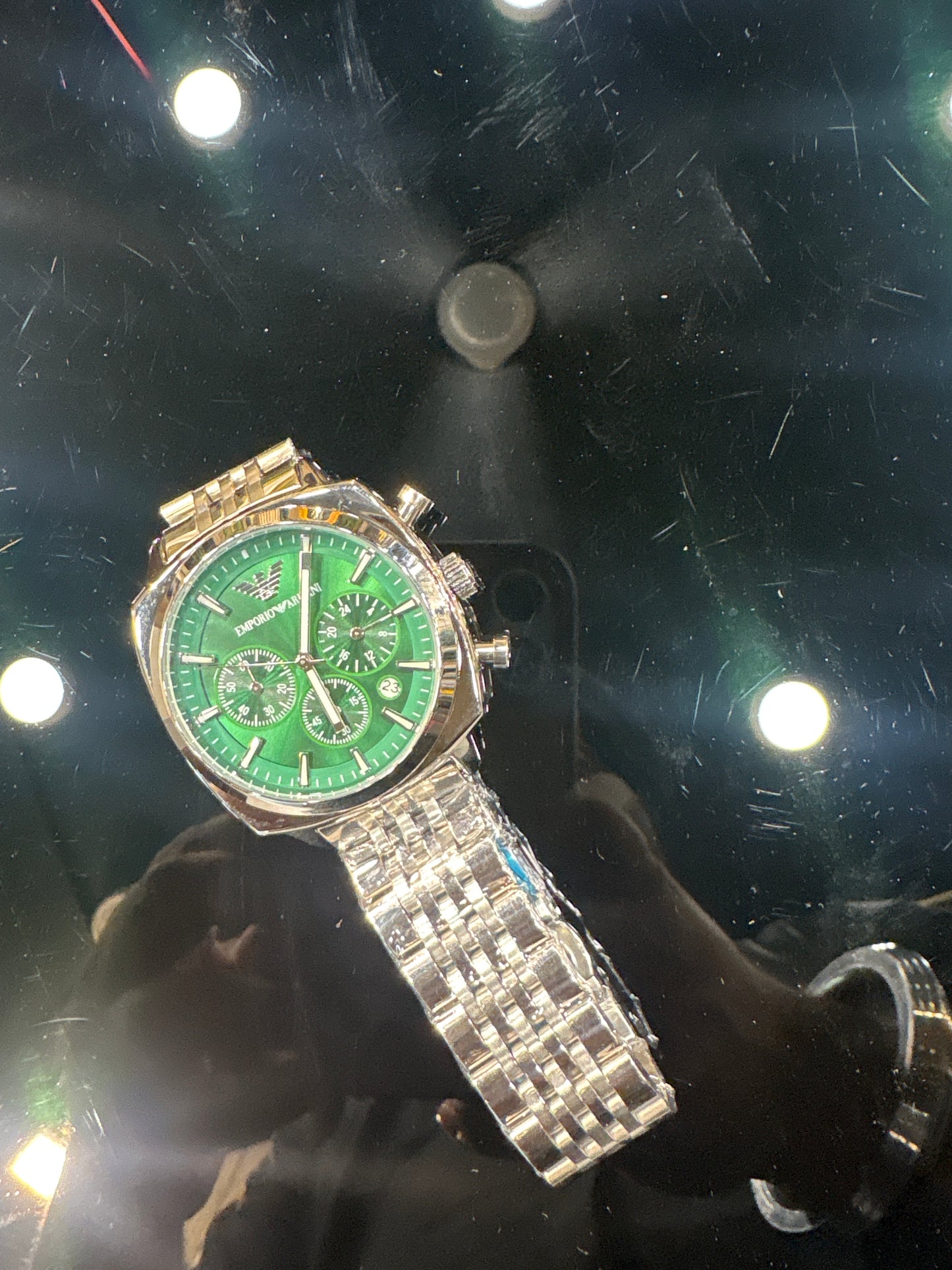 Mra Silver Chain Green Dial Chrono Working Men’s Watch 990571