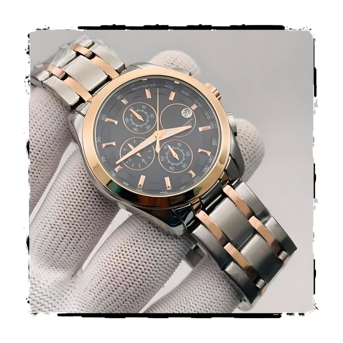 Sit Silver Copper Chain Black Dial Man Watch 989712