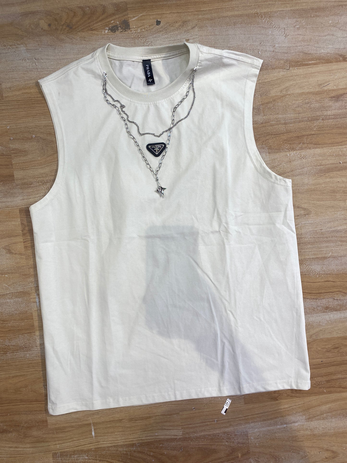Cream ARP Tank Top With Attach Chain 20237