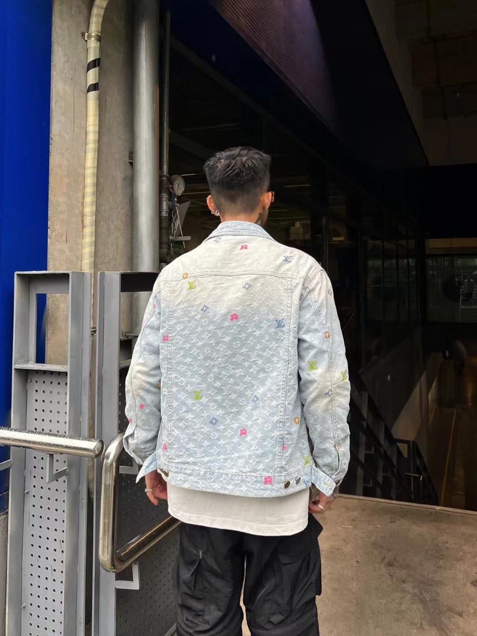 VL UOL Blue Grey Wash Colour With Monogram design Denim jacket Y14