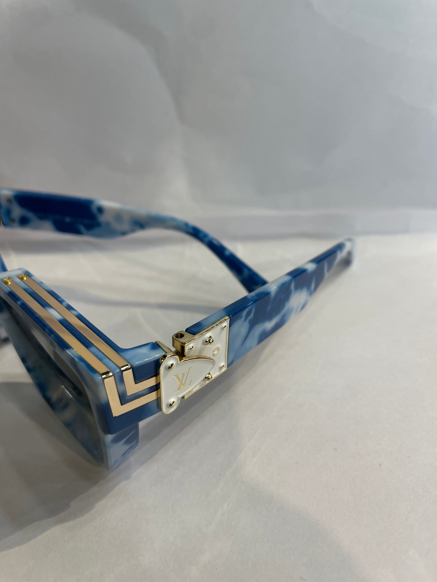UOL Blue White Frame Black Shade Unisex Sunglasses 86229XX 50 18 145