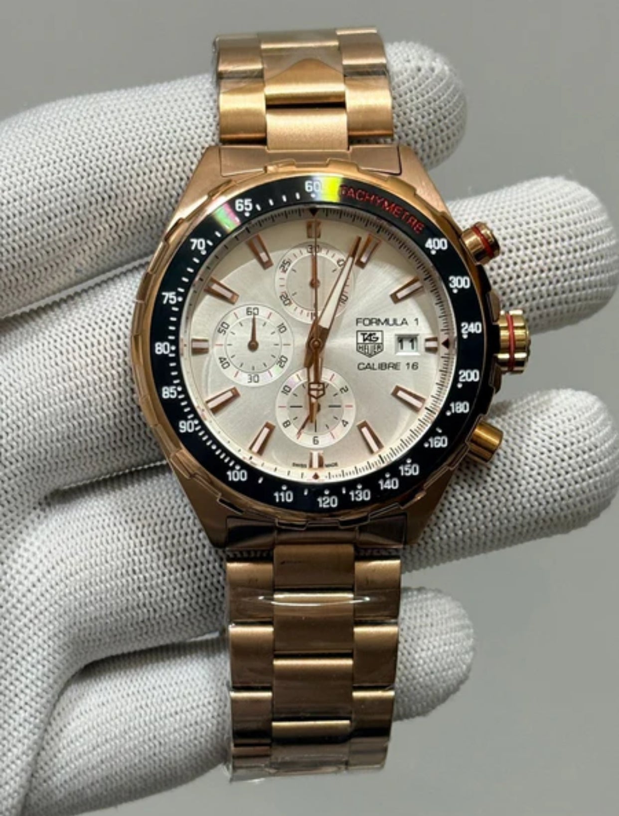 GAT White Dial Copper Chain Japanese All Chrono Date Working Men’s Watch 990716