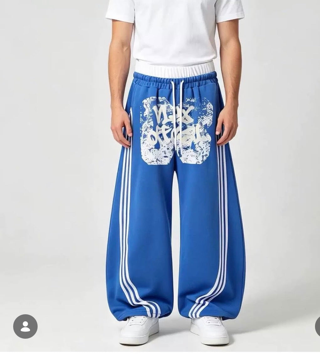 Cocaikw Blue Colour Official Print White Strap Premium Quality Imported Baggy Fit Lower 3276
