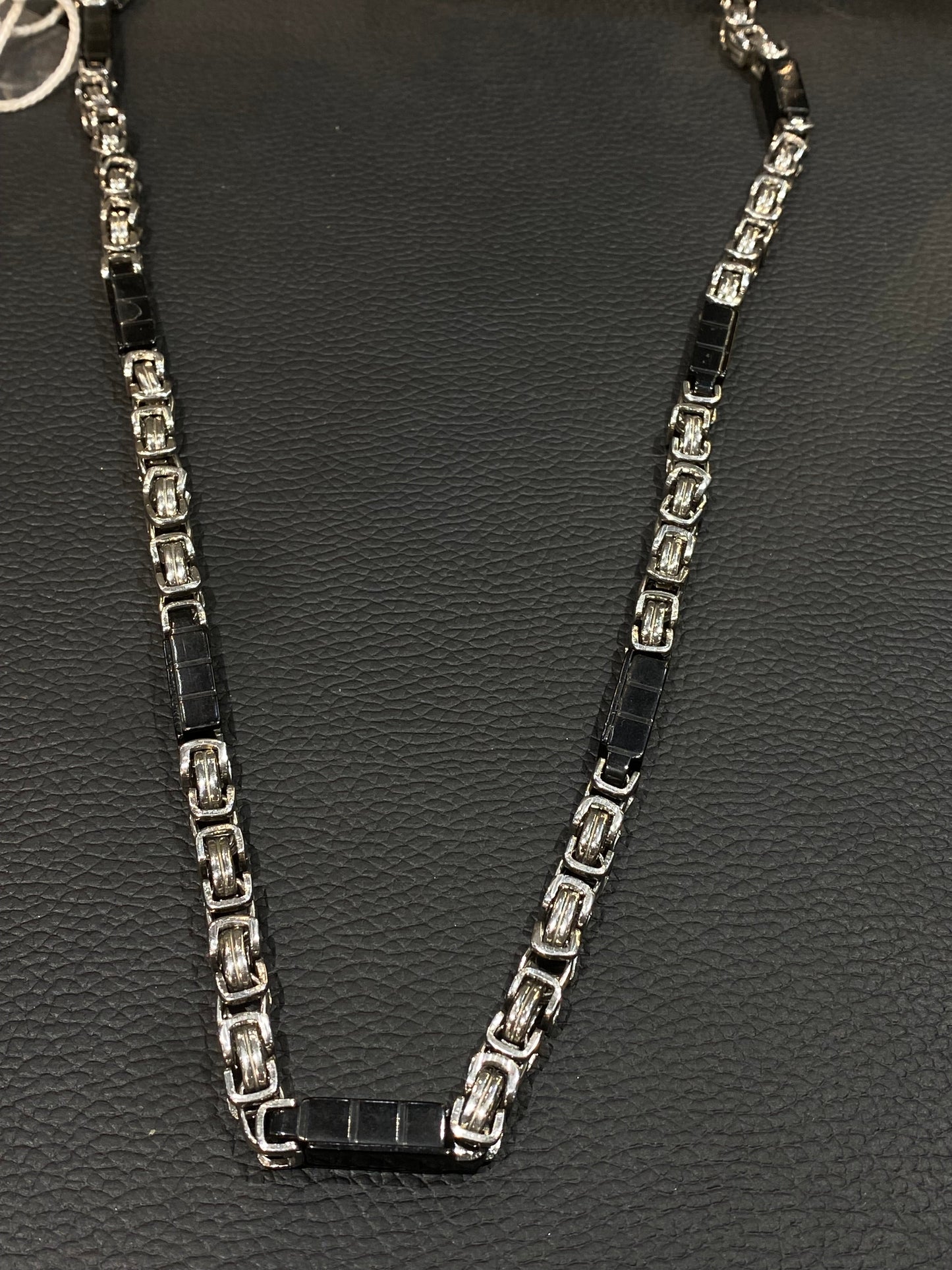 Silver Black Neck Chain For Men 987322