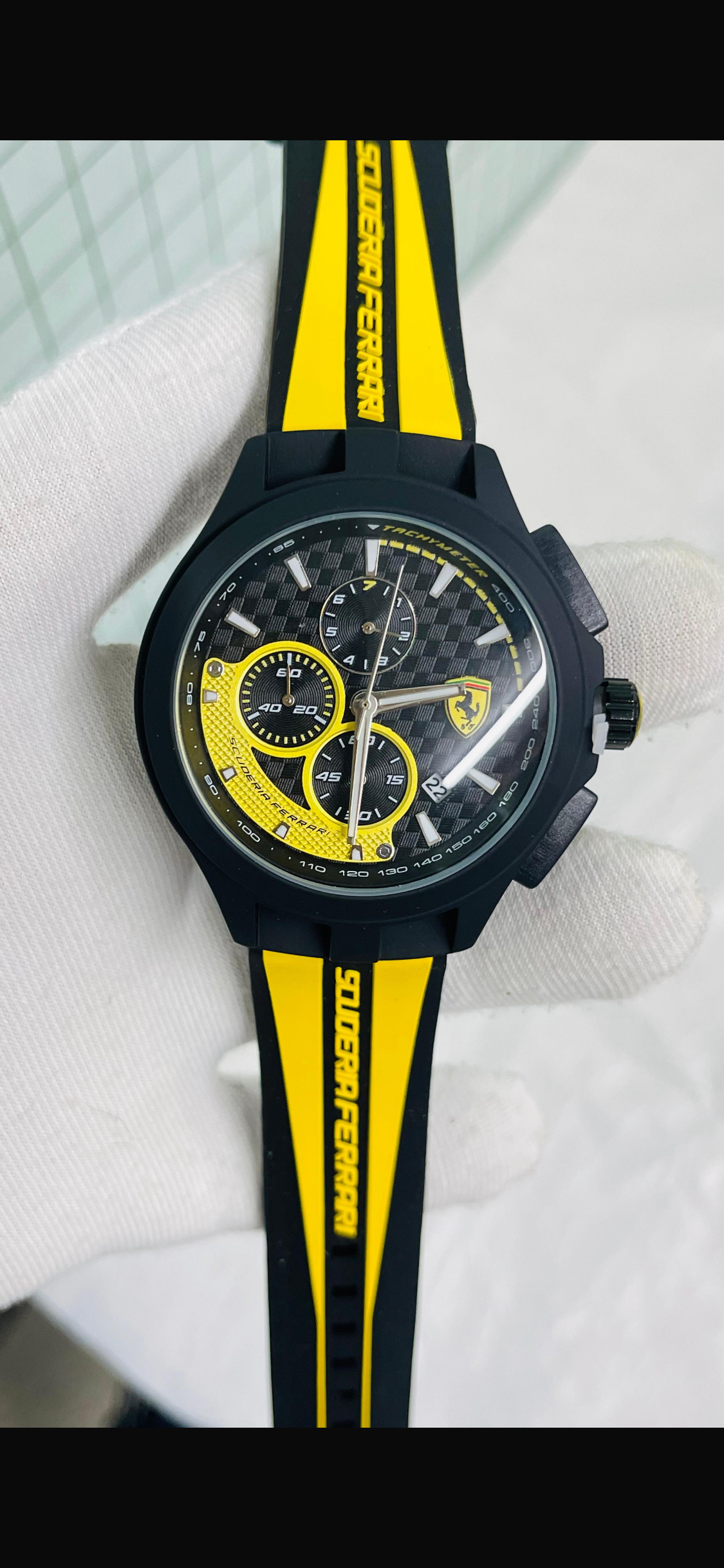 REF Black Yellow Silicone Strap Black Yellow Dial Men’s Watch 988416