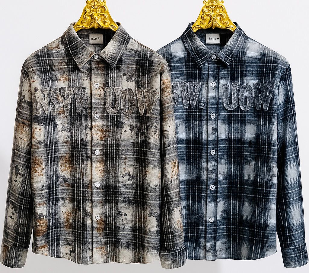 Nsvk UOWZ Beige Brown White Check Print Shaket Shirt W8158