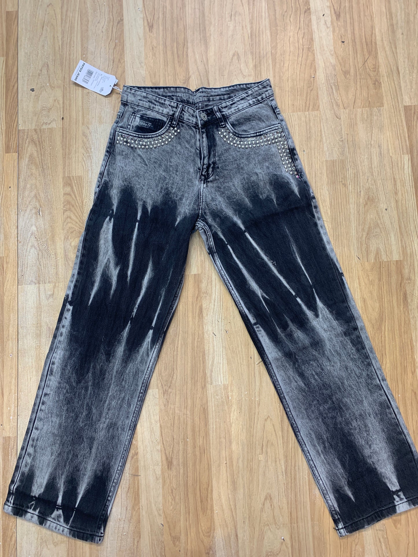 PHYSIX Grey Colour Black Shade Studded Jeans Straight Fit H9071