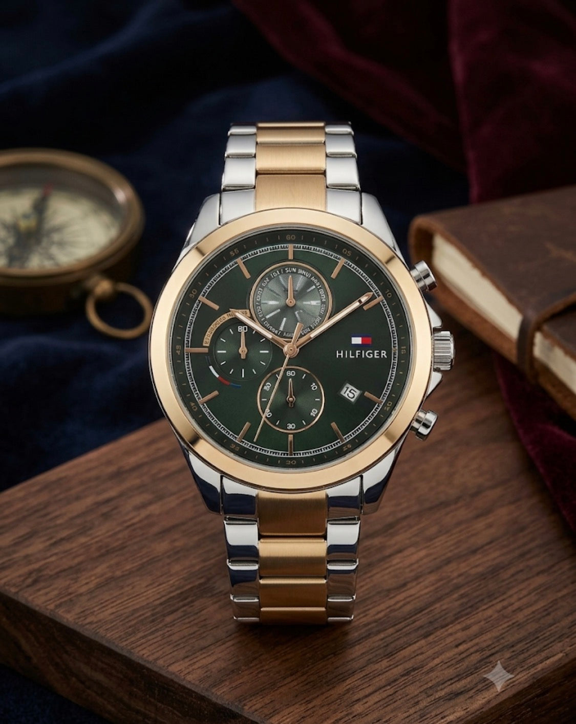 MOT TOM Silver Copper Chain Black Dial Chrono Men’s Watch 991404