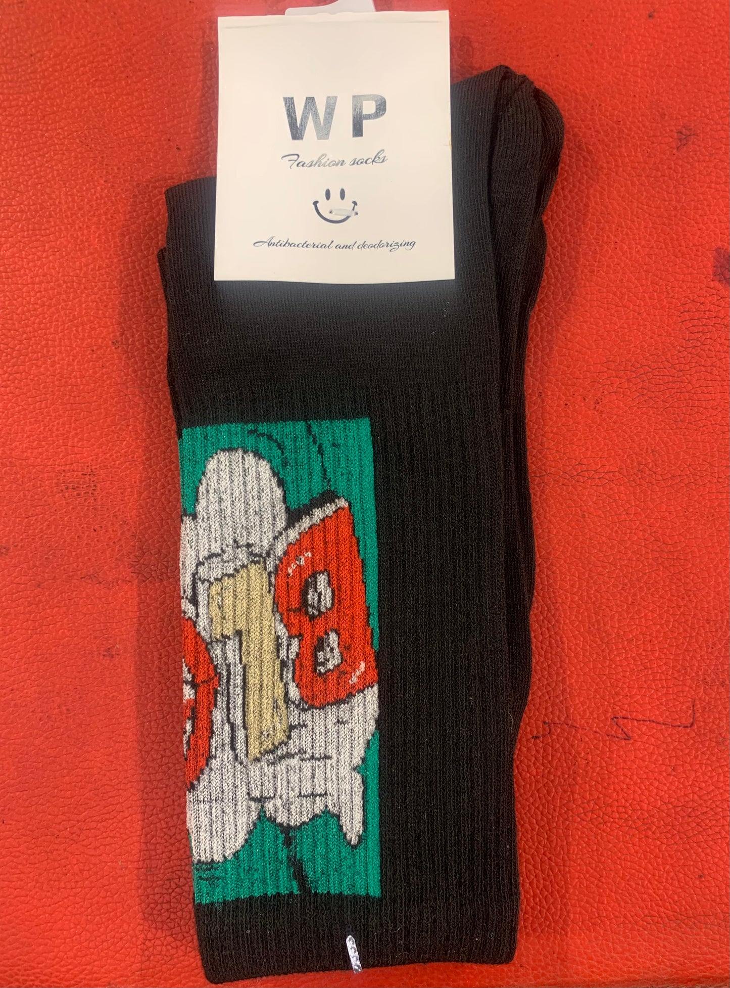 WP Black Colour With Green Print Premium Quality Full Socks 990043