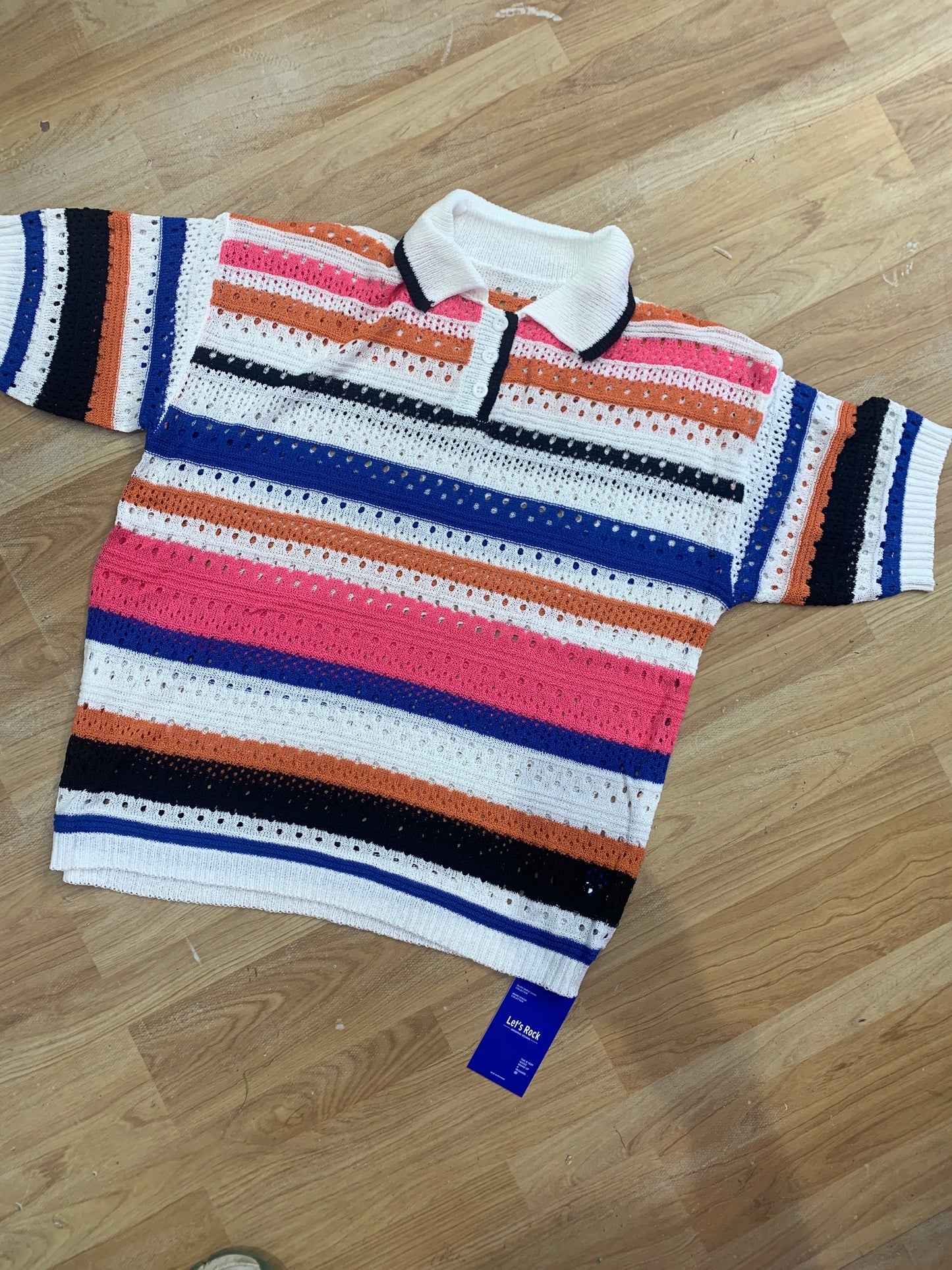 Crochet Tshirt Orange White Pink Colour Half sleeve 7570