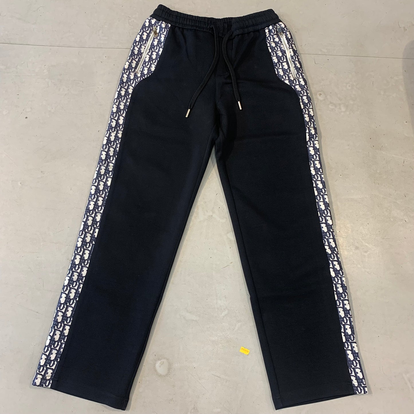 OID DIO Black Colour Side White Blue Oid Print Straight Fit Lower 8029