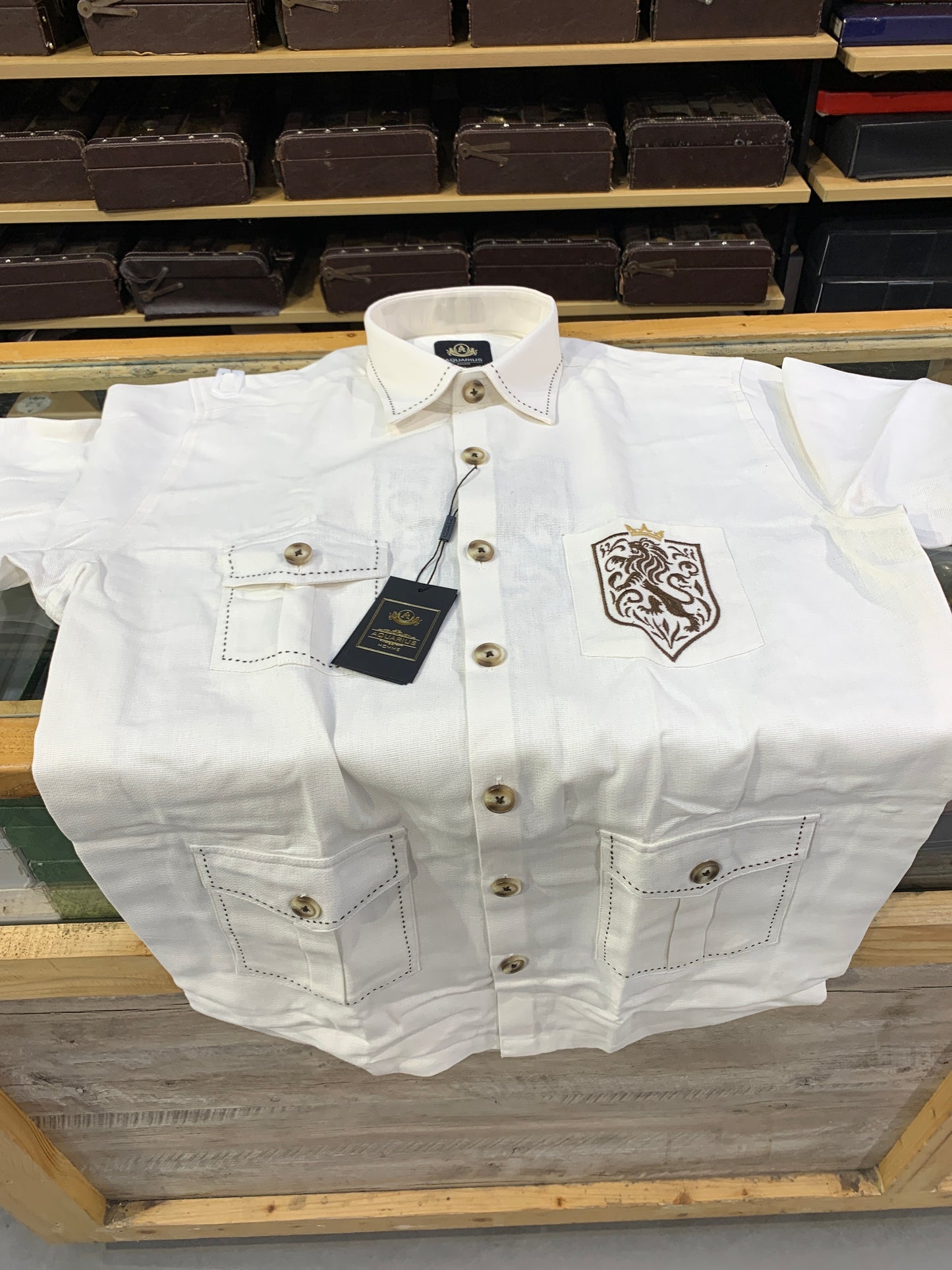 AQUARIUS Cream Colour Four Pocket Premium Quality Full Sleeve Men’s Hunter Shirt 2612