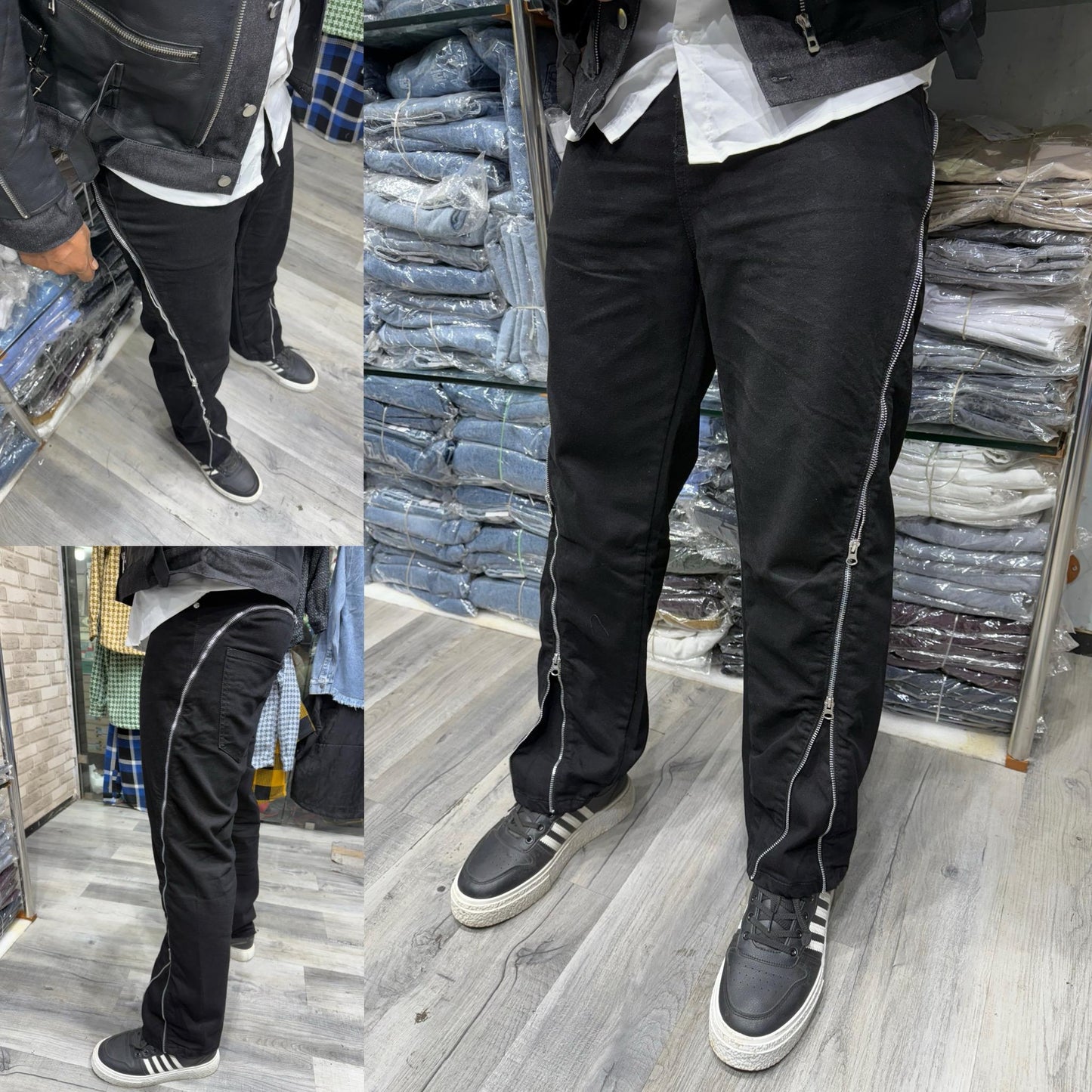 K.Y.P.S Black Denim Zip Style Jeans Straight Fit 988964