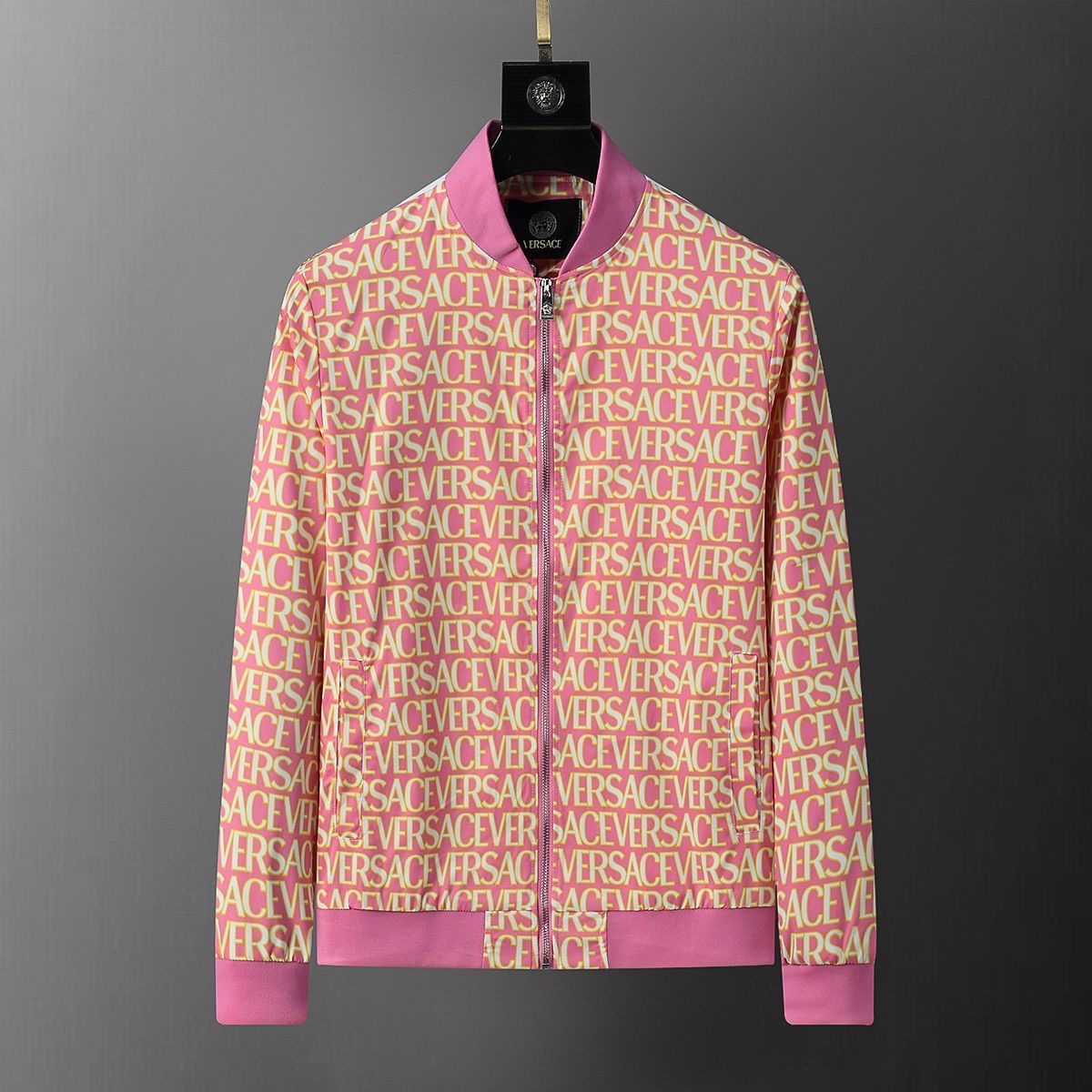 VER REV Pink Colour With Monogram Print Premium Quality Zipper Jacket 55002