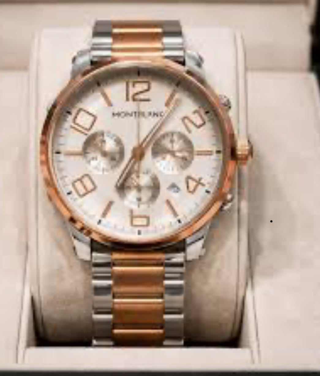 NOM MON White Dial Copper Silver Chain Chrono Working Men’s watch 990737