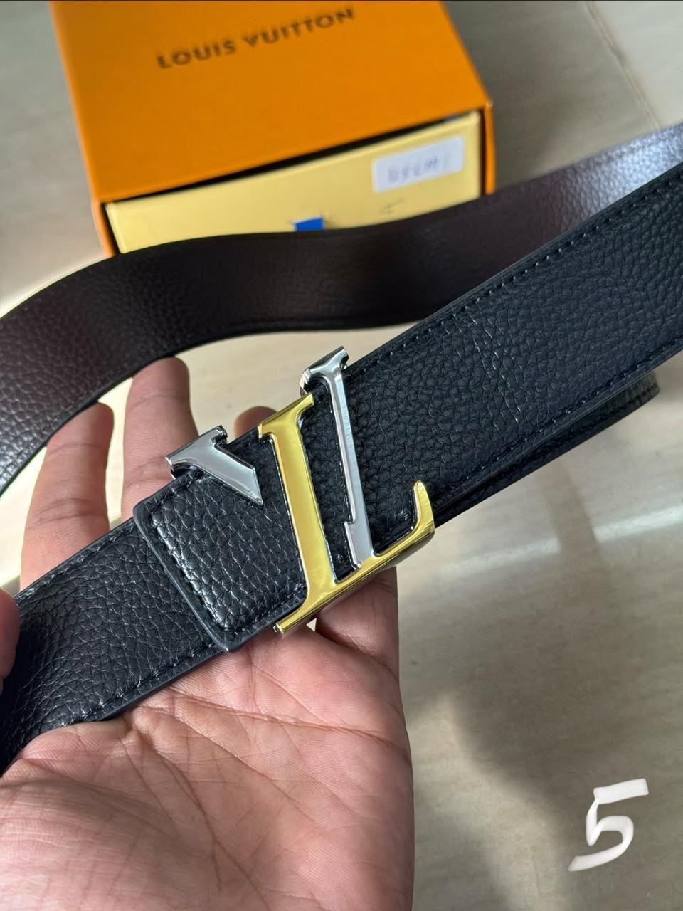 UOL LOU Silver Golden Buckle Black Brown Strap Premium Quality Men’s Belt 991384