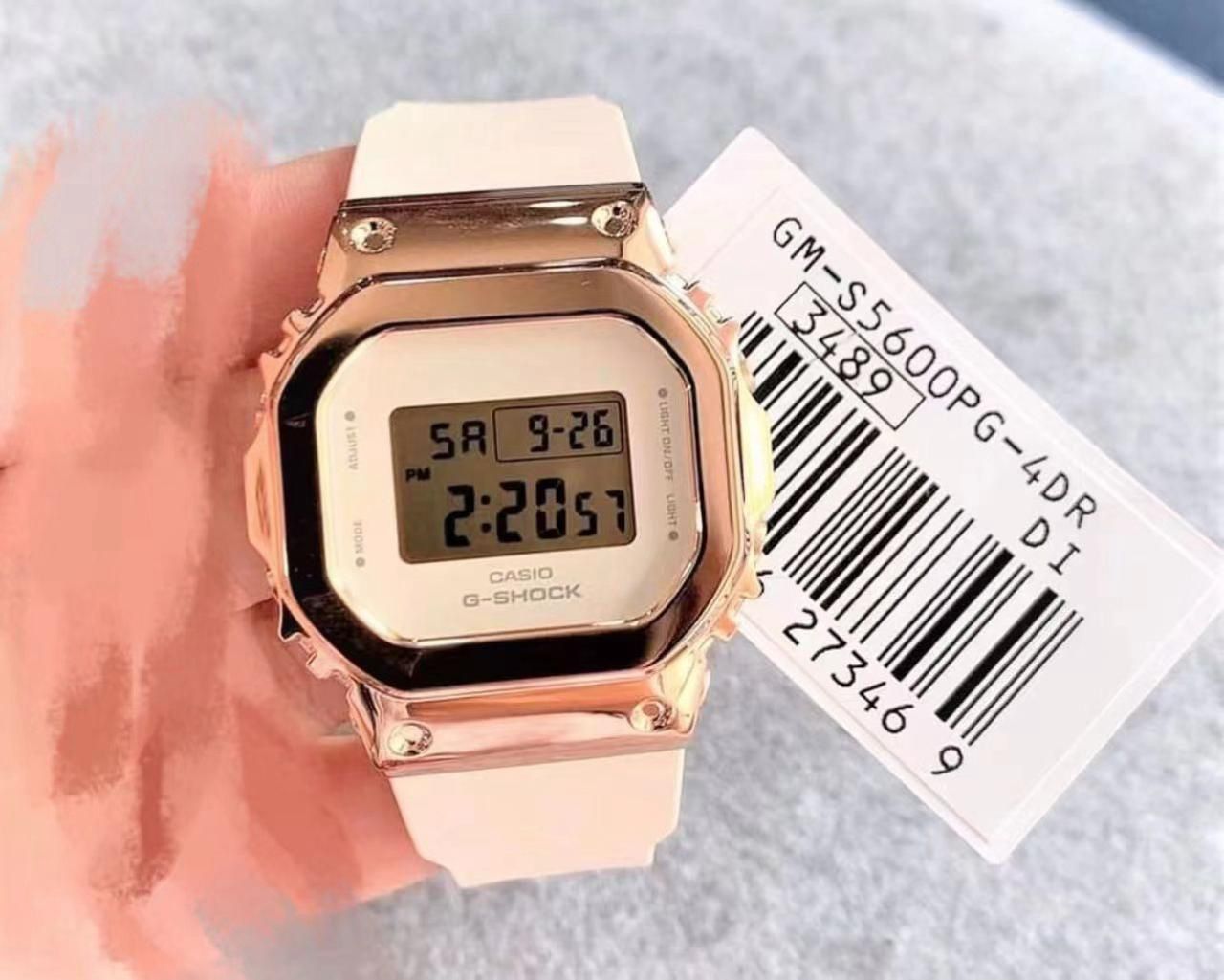 Oshg Cream Silicone Strap Copper Cream Digital Square Dail Water Resistance Sports Watch 989679