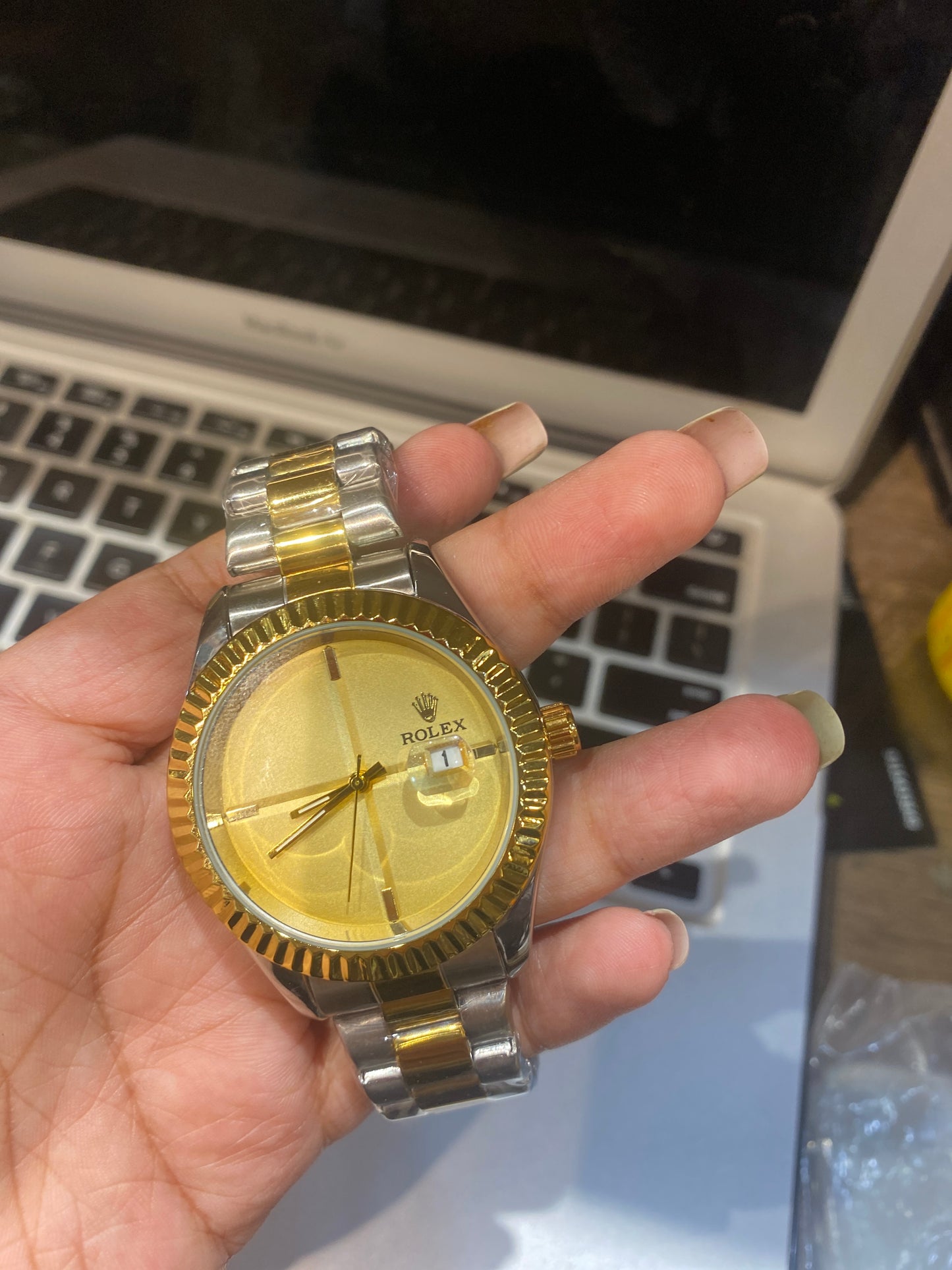 Lor Silver Gold Chain Yellow Dial Men Watch 901874