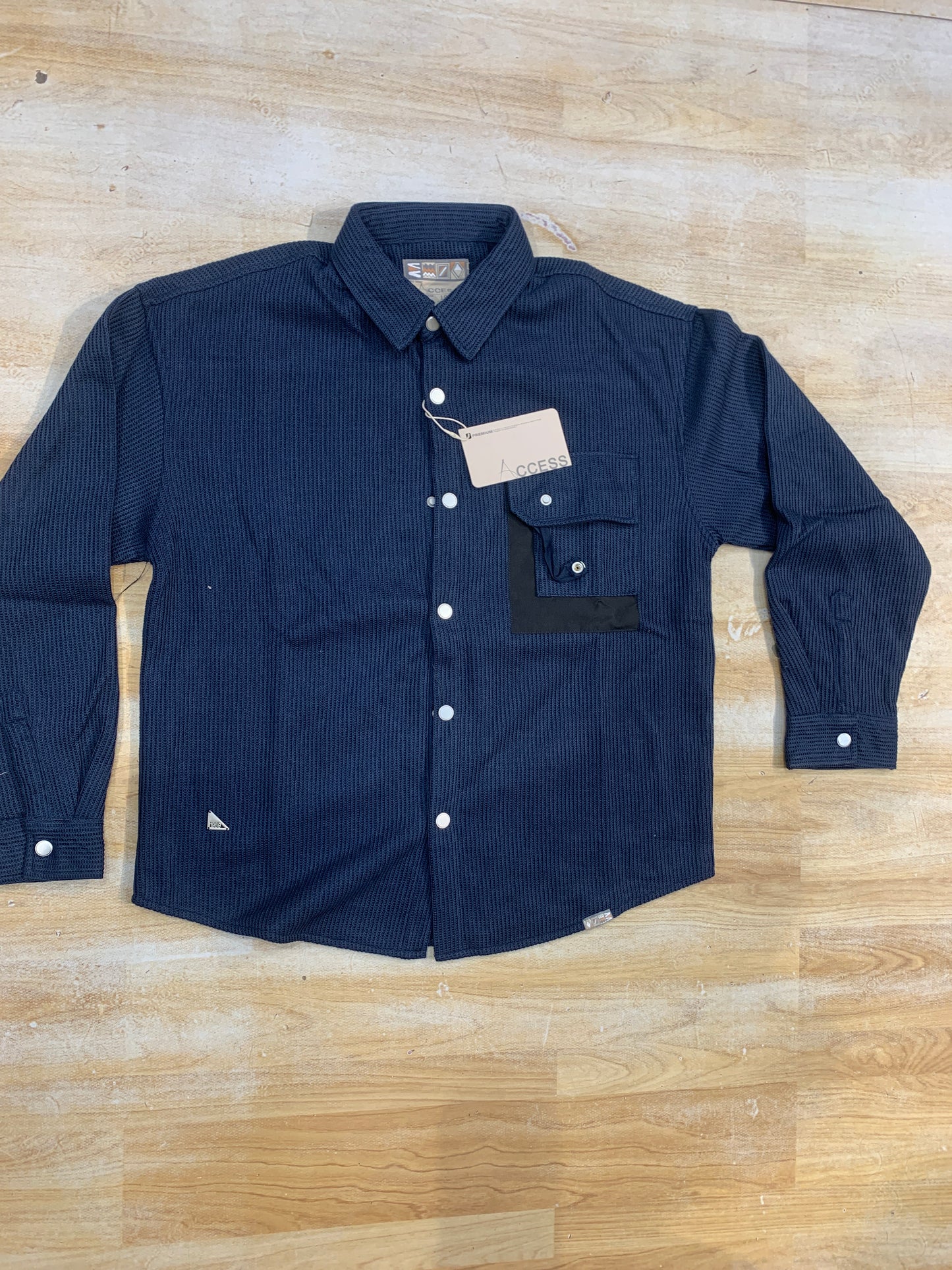 ACCESS Blue Colour Corduroy Front Pocket Imported Shacket SIWN-19