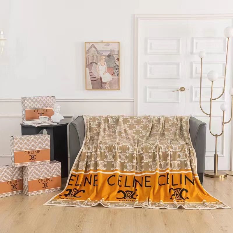 Lec Light Green Orange Colour Cc Black Print Ac Blanket 991007