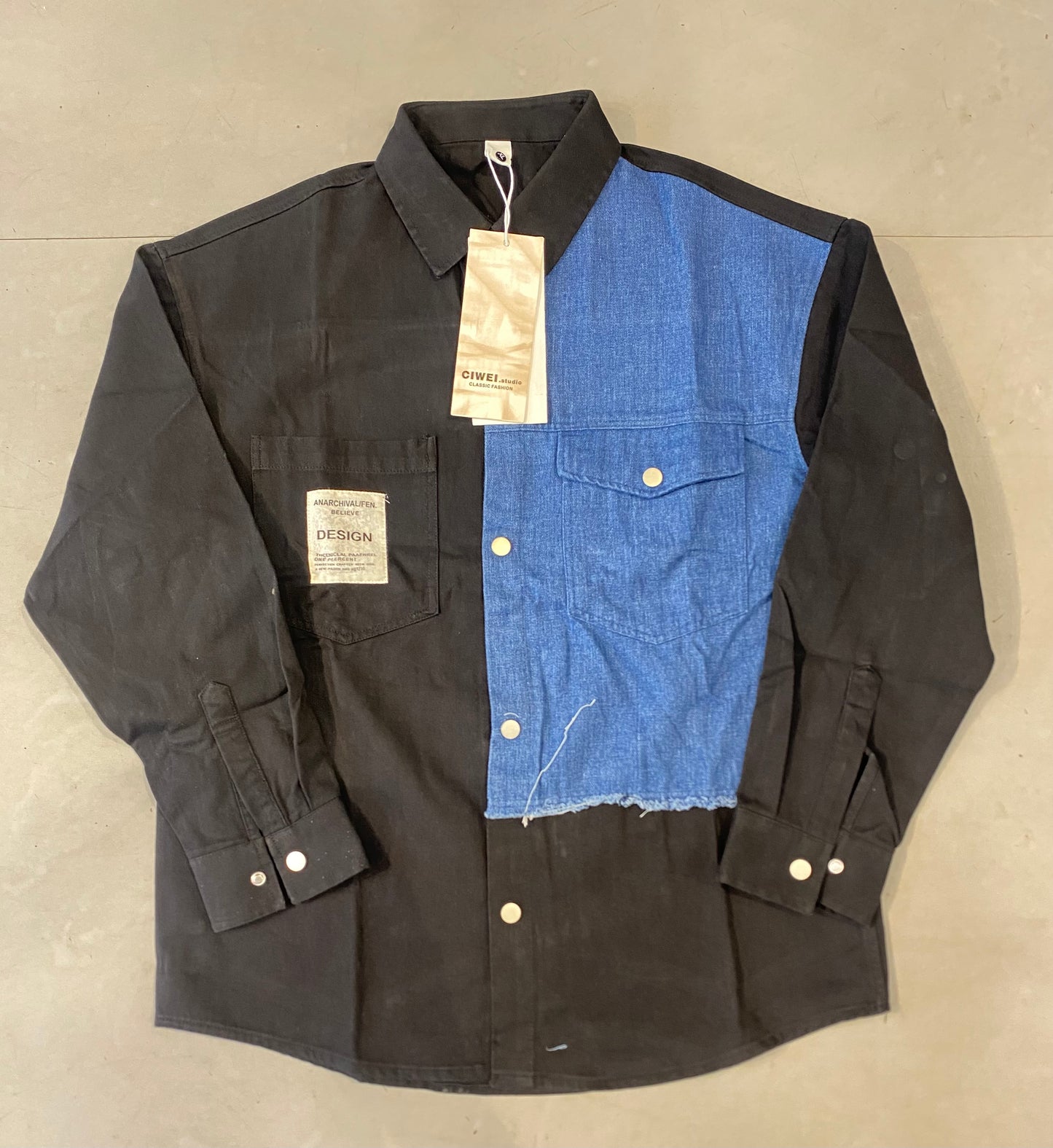 ANARCHIVAL/FEN Denim And Black Imported Shirt For Men C863