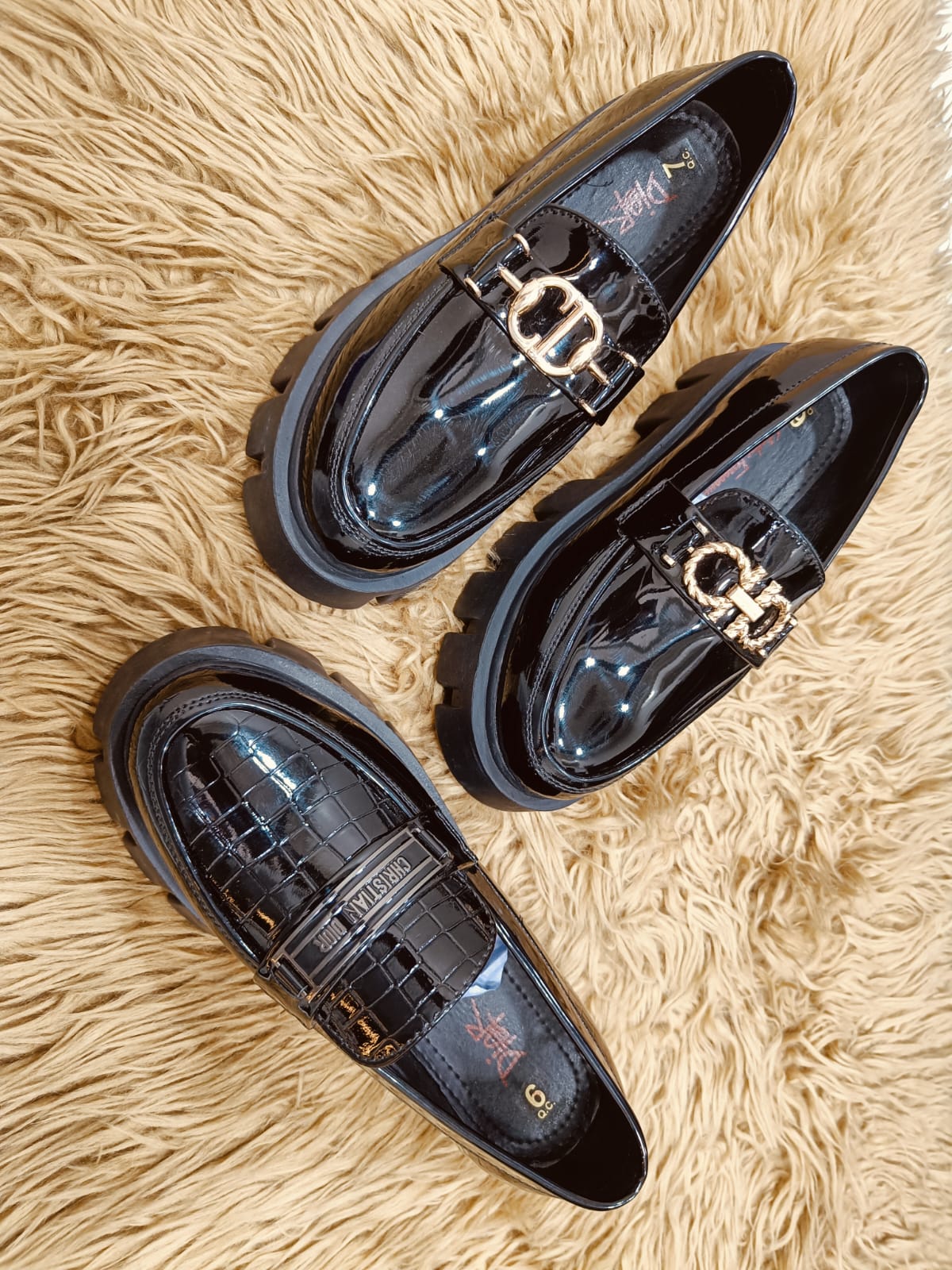 OID Black Snack Patent Fat Sole Formal Loafers Shoes 407
