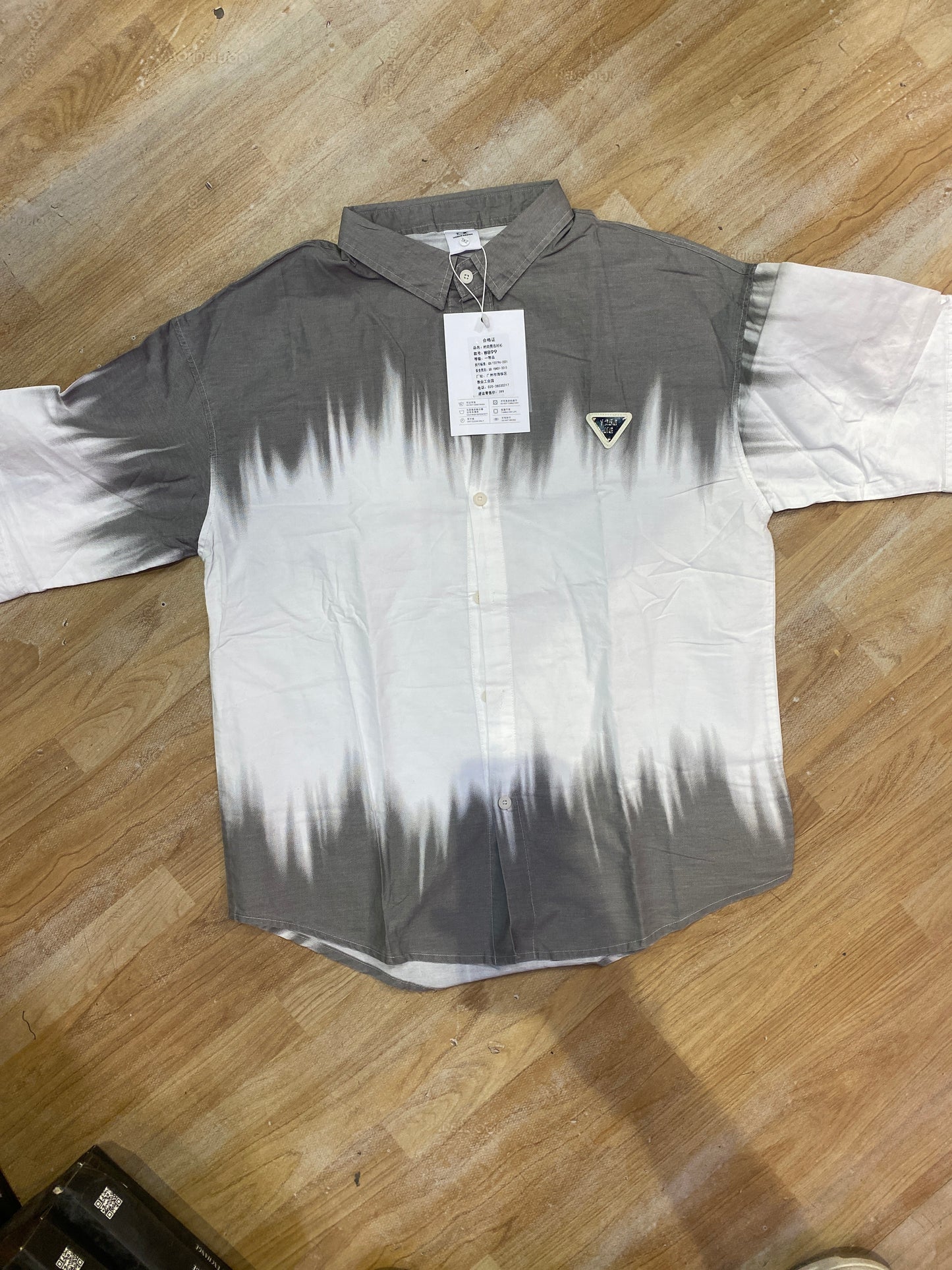 Vogue Design Grey White Shirt Half Sleeve Drop Shoulder W899