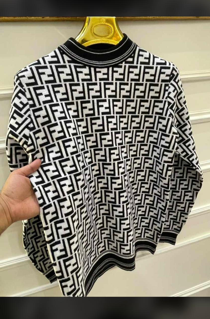 NEF White Colour With F Monogram Print Premium Quality Sweater 1399