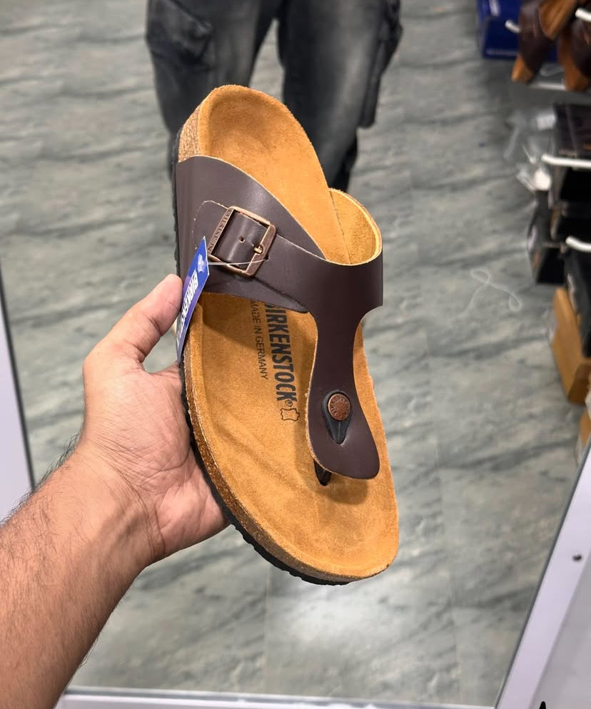 RIB BIR Brown Colour Leather Slipper 988970