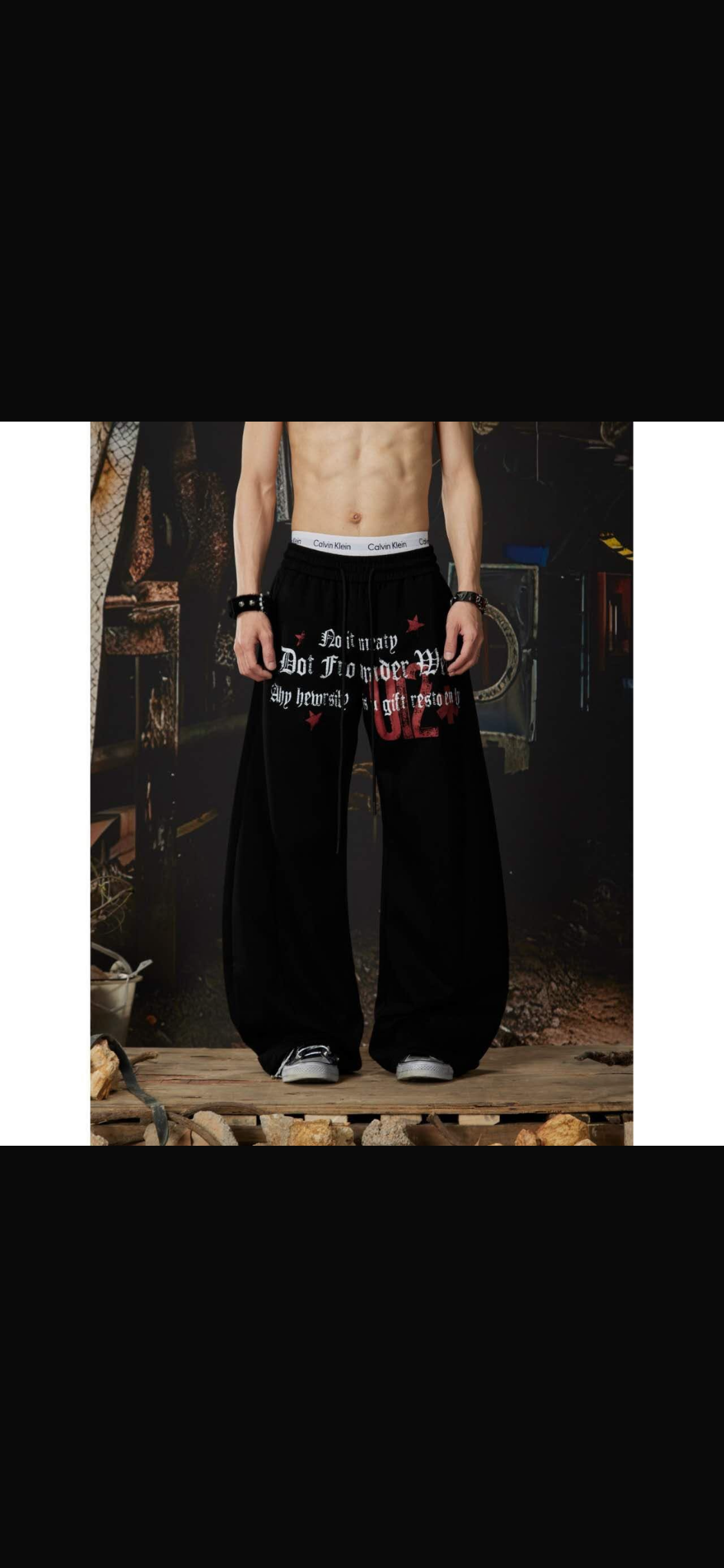 Fashion Collection Black Colour White Pink Star Print Premium Quality Imported Baggy Fit Lower T73020
