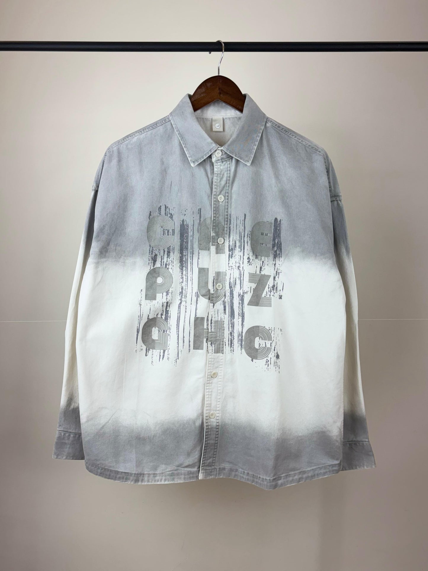 CAE PUZ GHC Grey Cream Dual Tone Colour Full Sleeve Shacket 3691