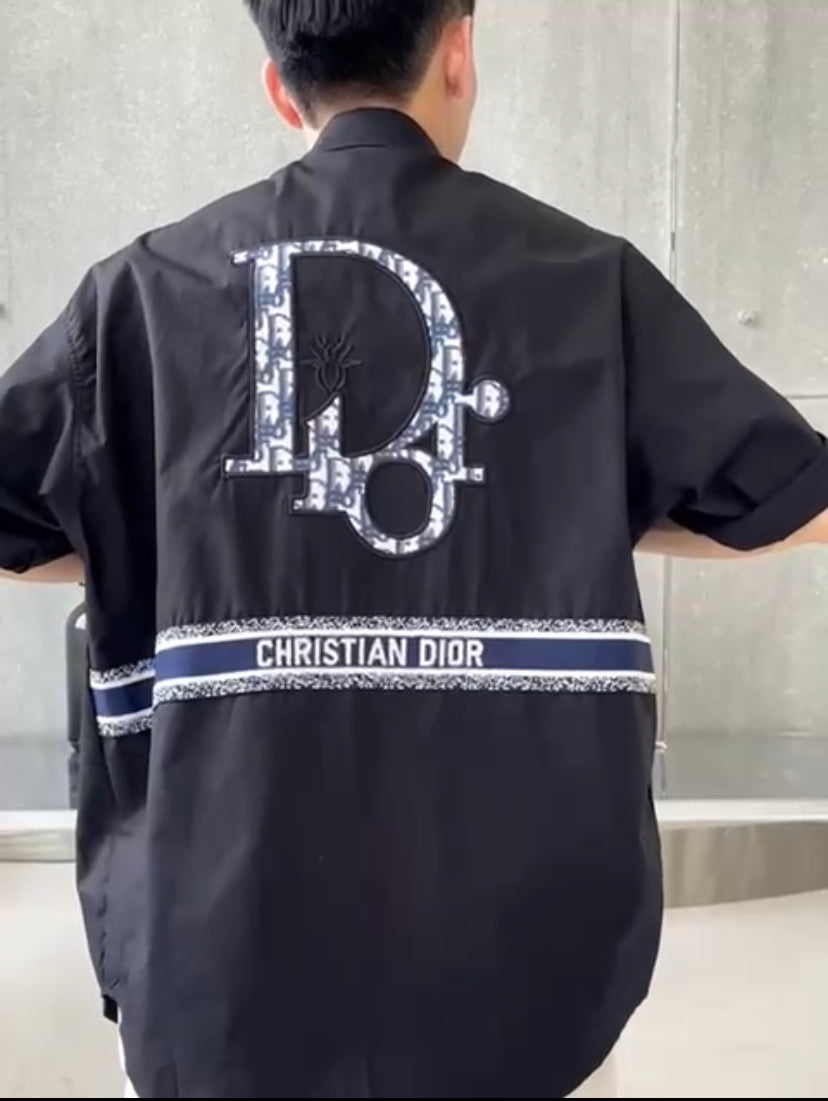 OID Black Colour With Back Embroidery Premium Quality Oversize Half Sleeve Shirt 63656