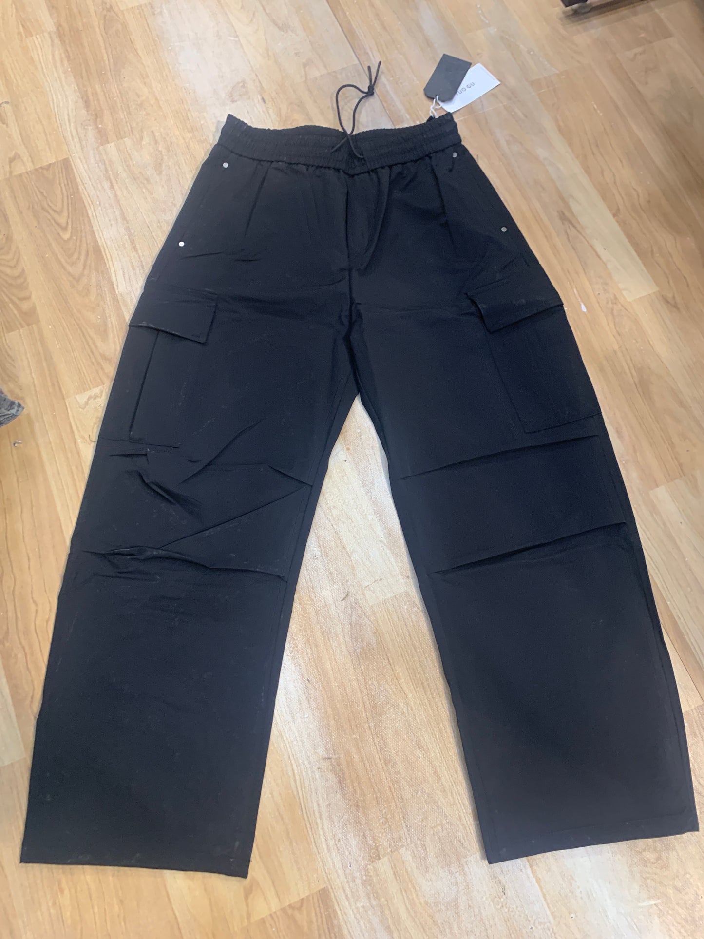 TUO GU Cargo Import Fabric Black Colour Straight Fit 26000