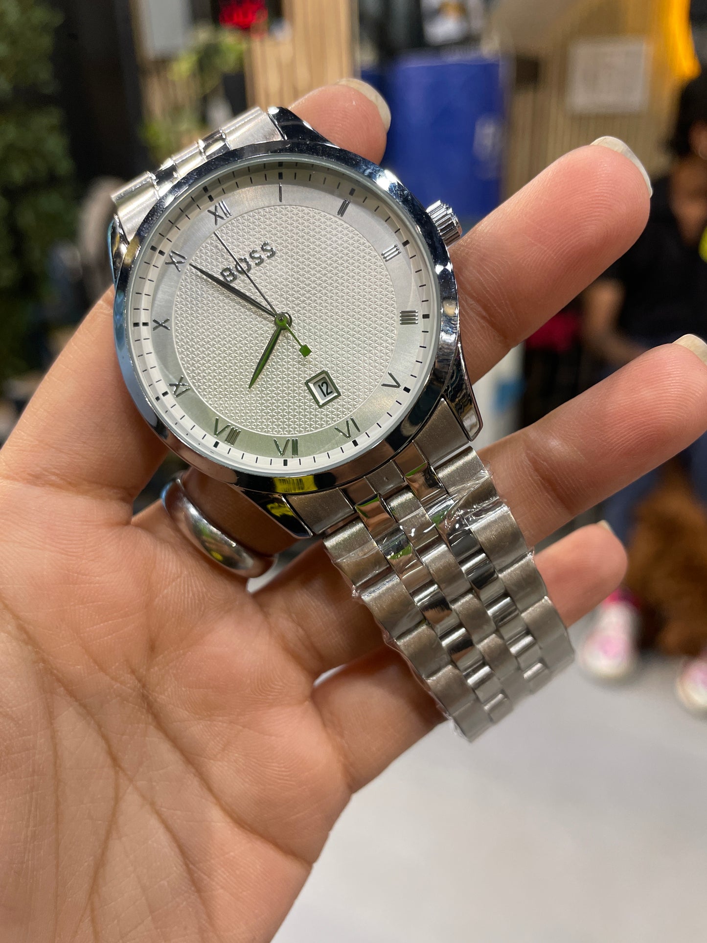 SOB BOS White Dial Silver Chain Date Working Men’s Watch 990636