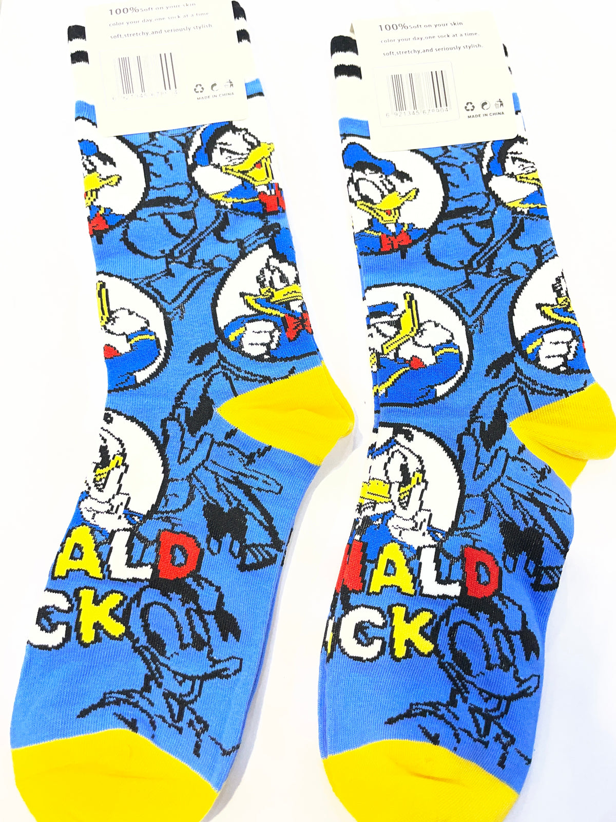 Scenario Blue Yellow Colour Donald Duck Print Premium Quality Full Socks 991157