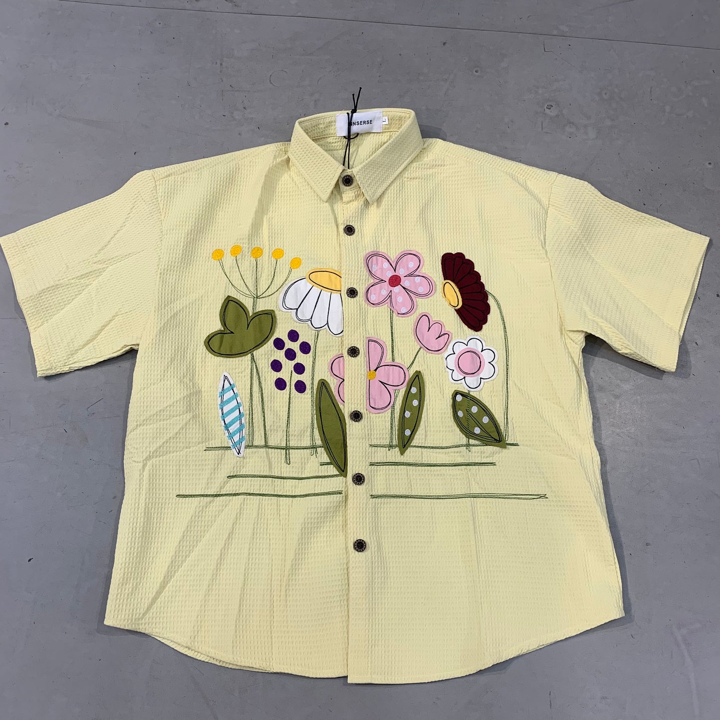INNSERSE Lemon Yellow Colour Flower Print Imported Unisex Shirt 5140