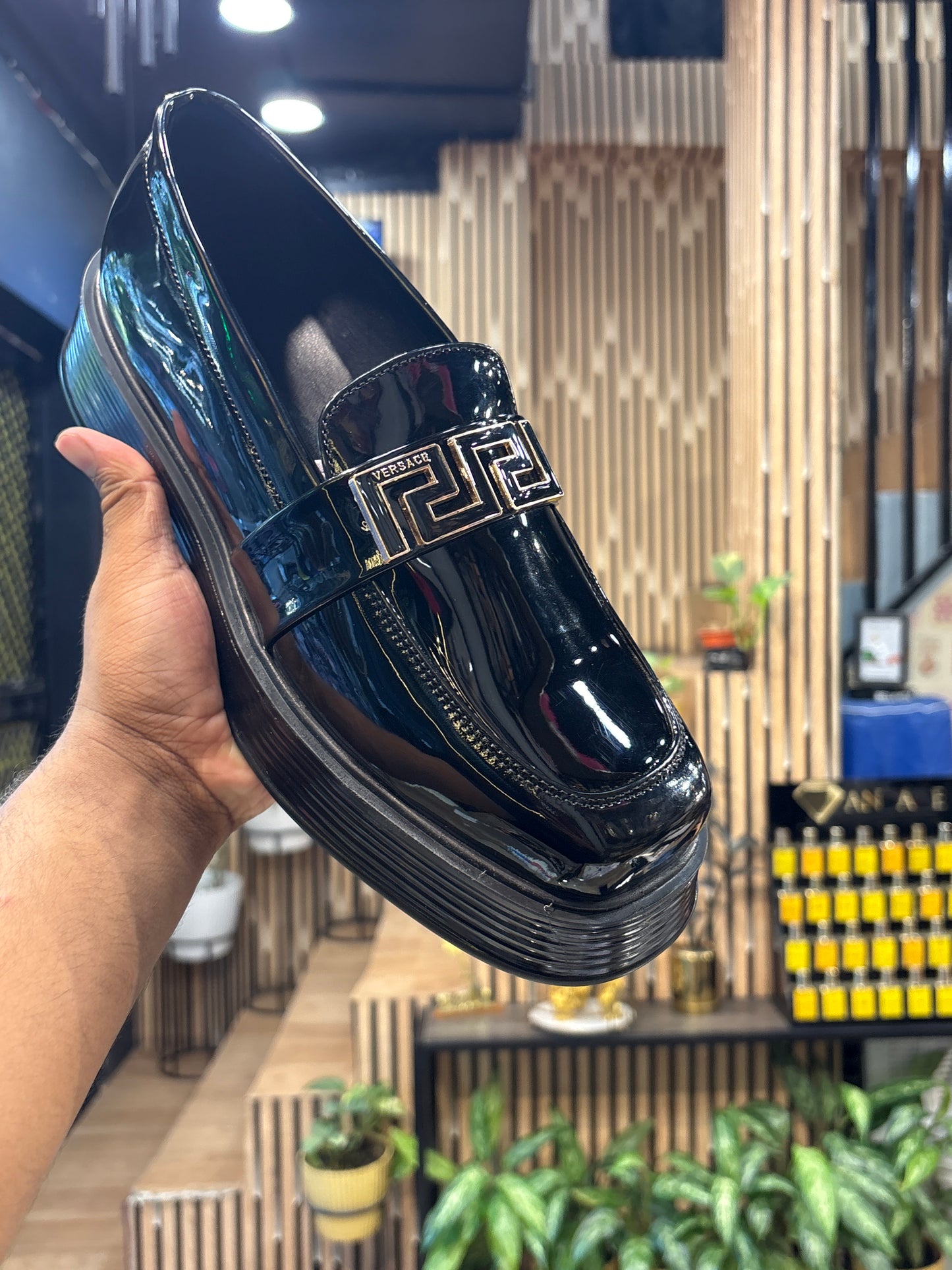 Ver Rev Buckle Black patent Colour Heavy Fat Sole Loafer Formal Shoe 7004