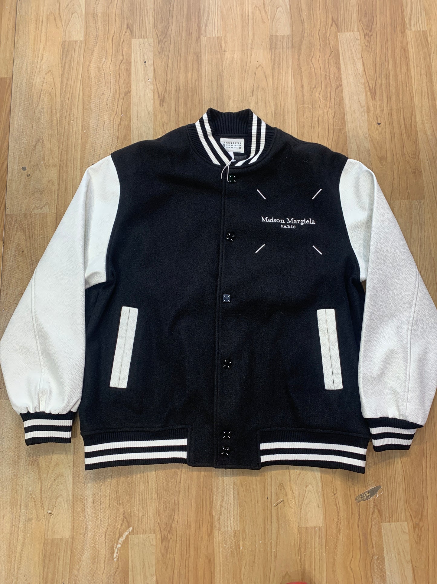 Maison Margiela Varsity Jacket Black Colour Back Embroidered Print 90978