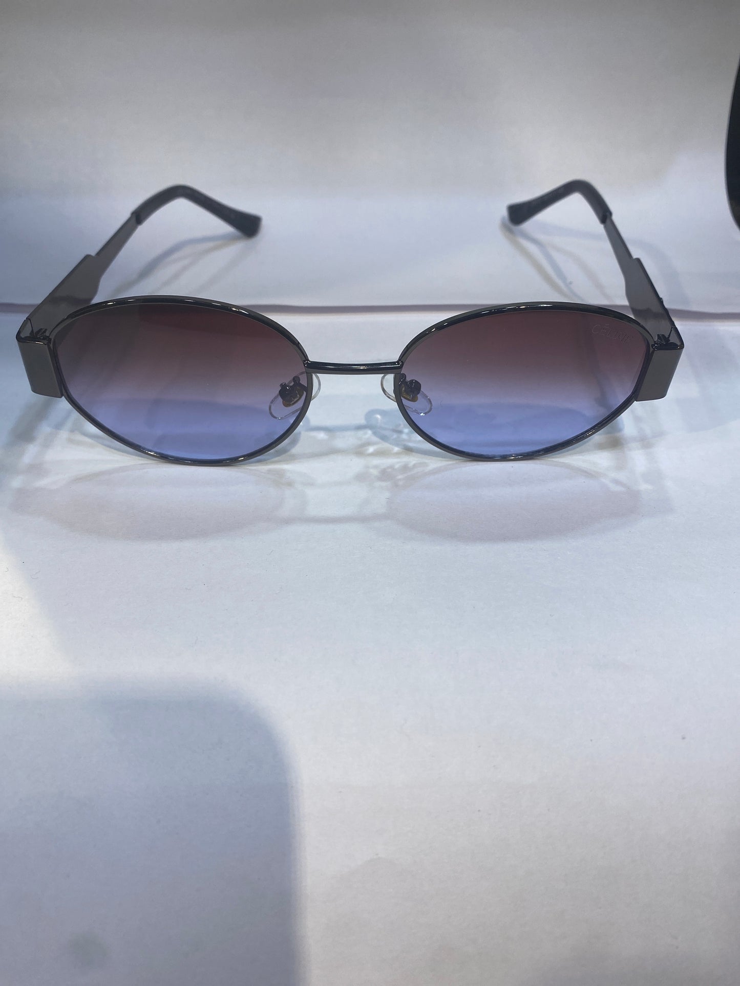 LEC Metal Grey Frame Purple Bluish Shade Unisex Sunglasses 25003 55 17 145