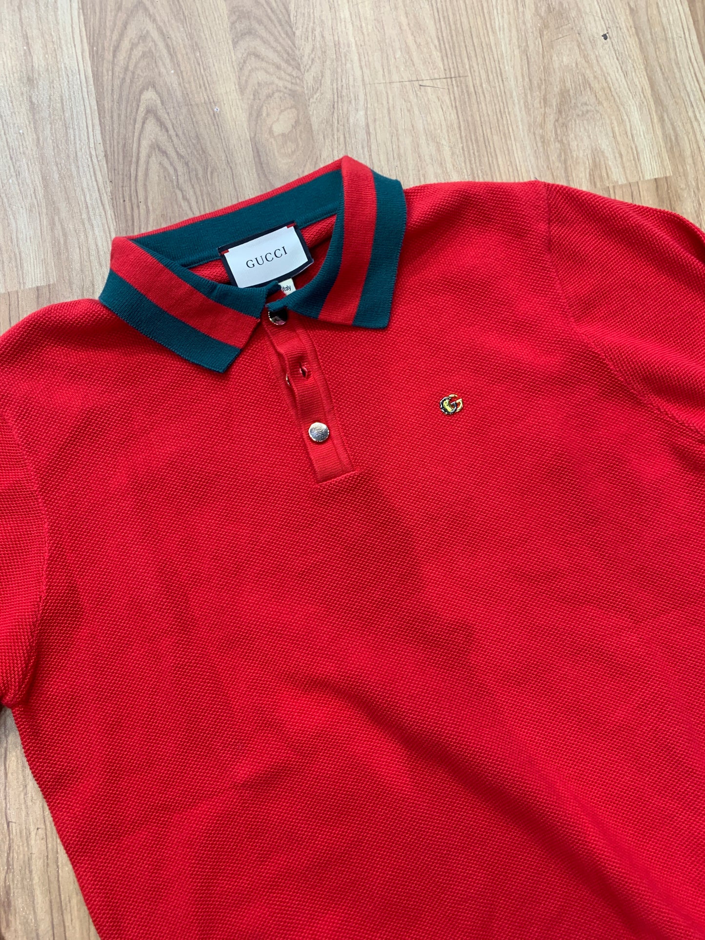 CUG Red Colour With Print Collar TShirt Full selves 80824