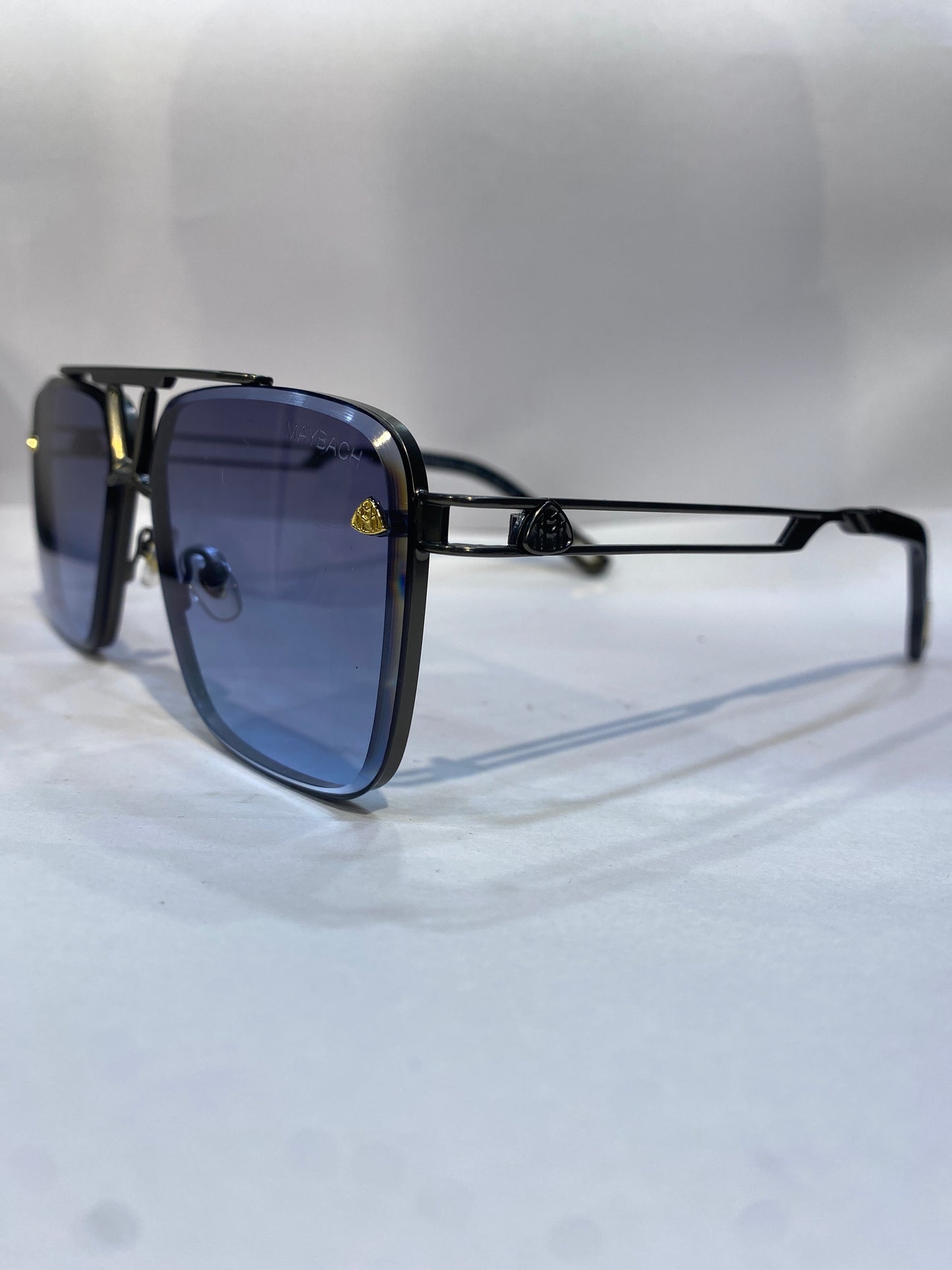 YAM Black Frame Blue Trancy Shade Unisex Sunglass 58372 62 16 146 C5