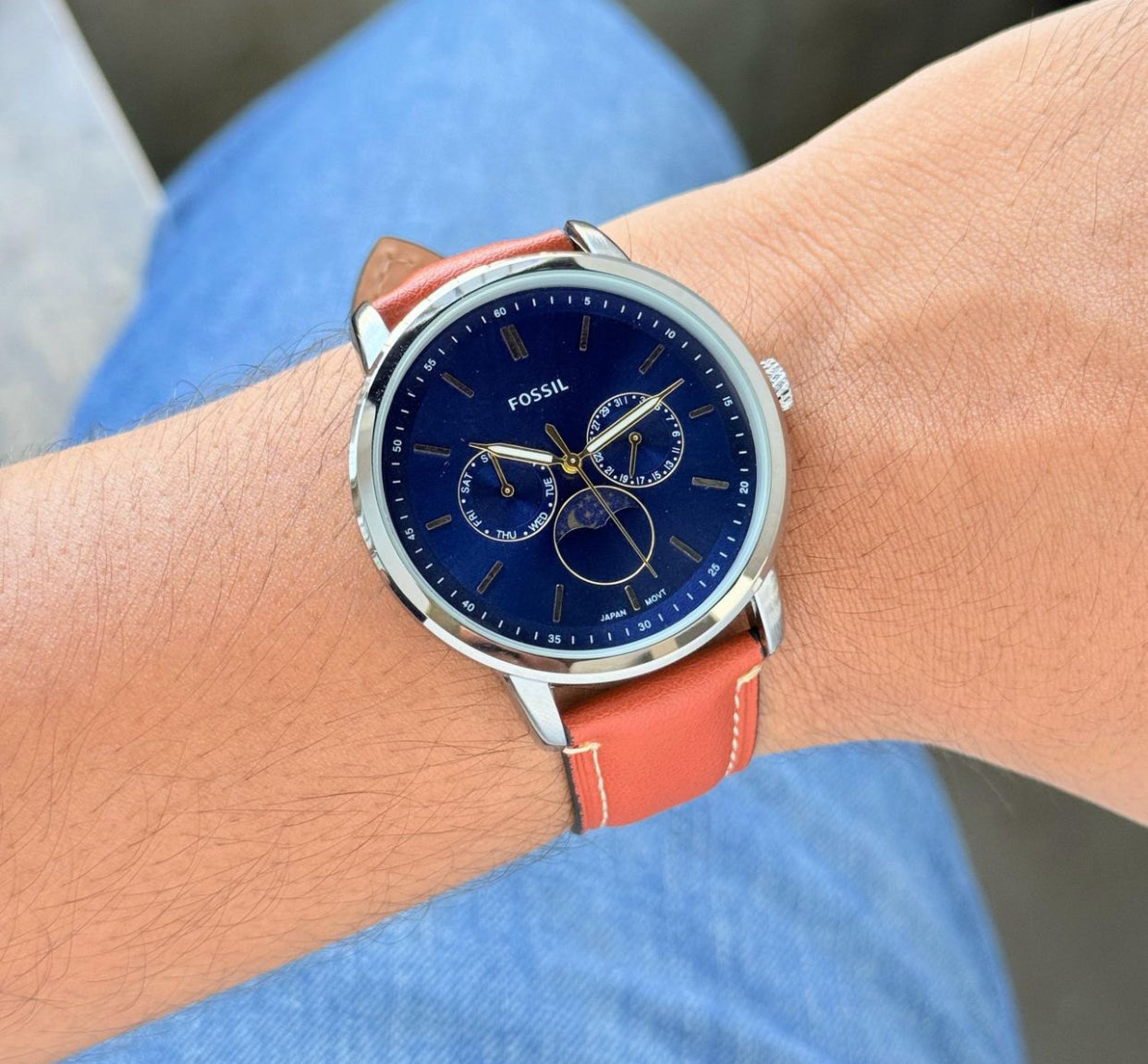 SOF FOS Blue Dial Orange Stripe Date&Day Men’s Watch 990731