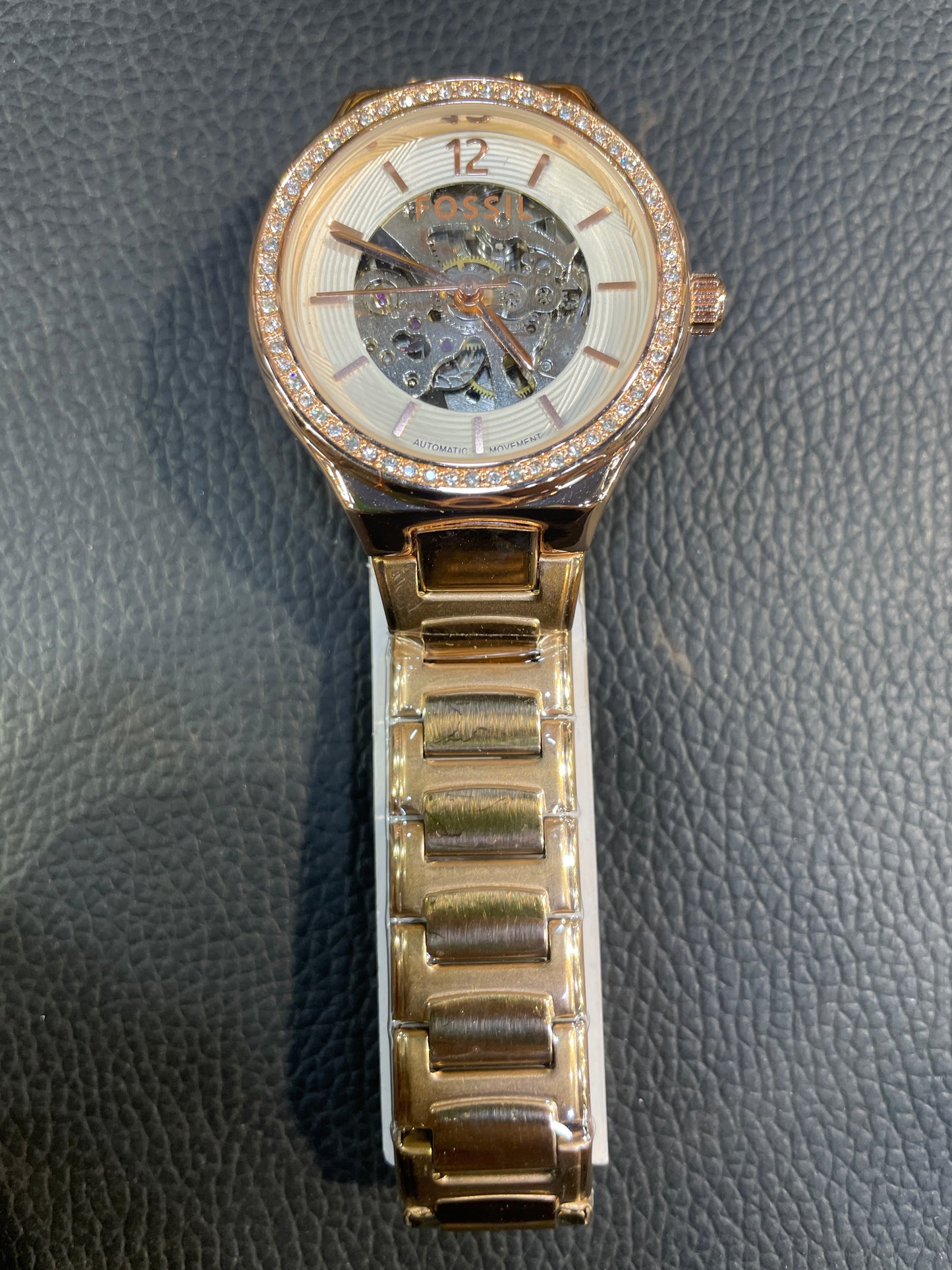 SOF FOS Copper Chain Stud Ring White Dial Automatic Ladies Watch 991042