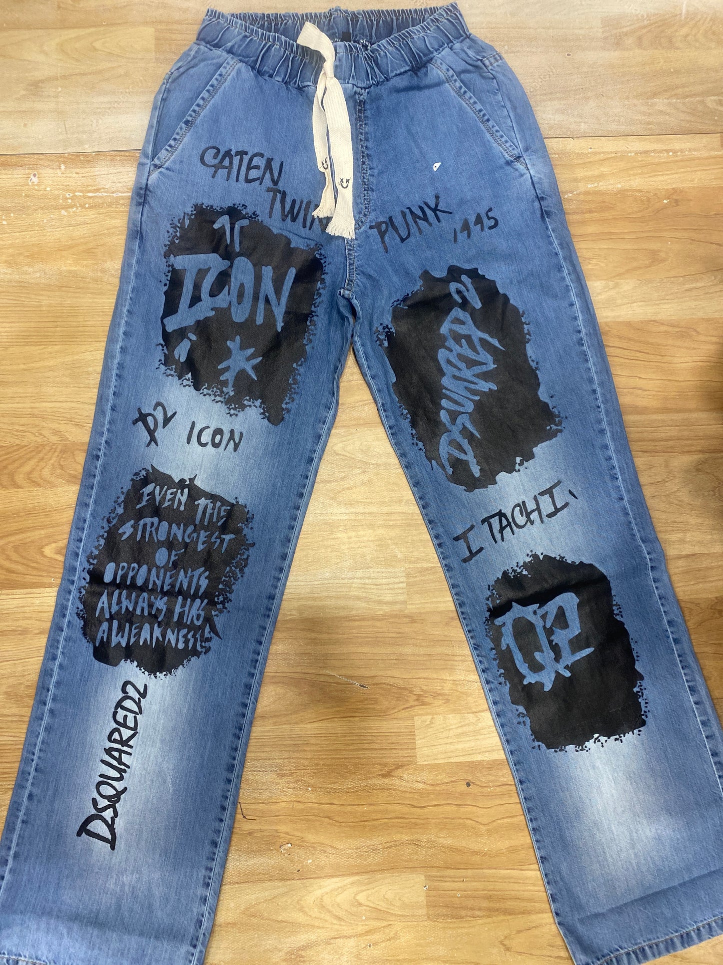 Import Jeans Blue Colour Straight Fit CATEN TWINS Print H9007