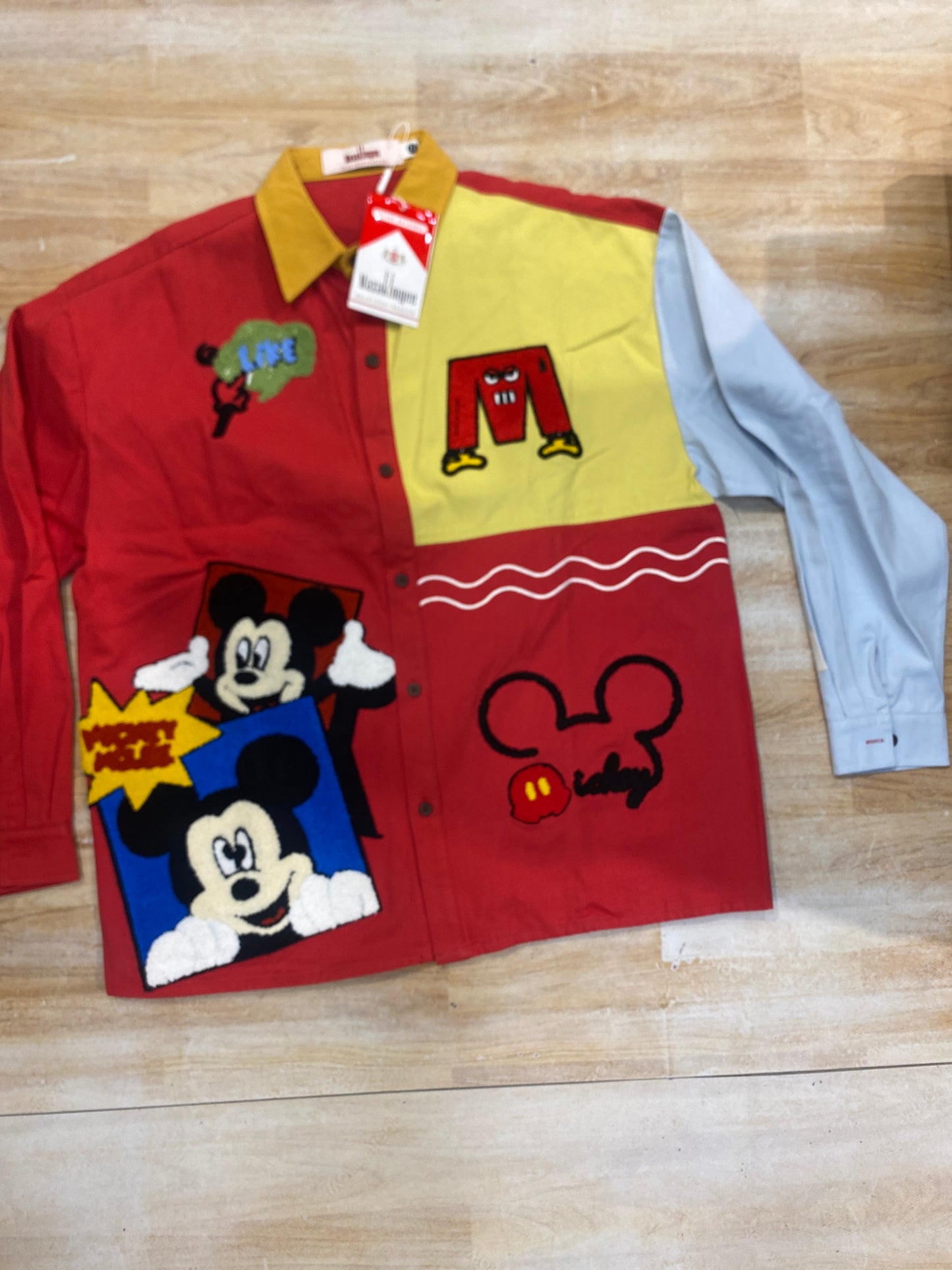 Mazakimyee Shirt Red Green Yellow Collar Anime Print R3001
