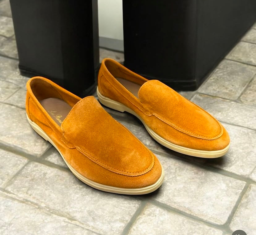 LP Lor Tan Suede Leather Cream Sole Formal Loafer Shoes 4304