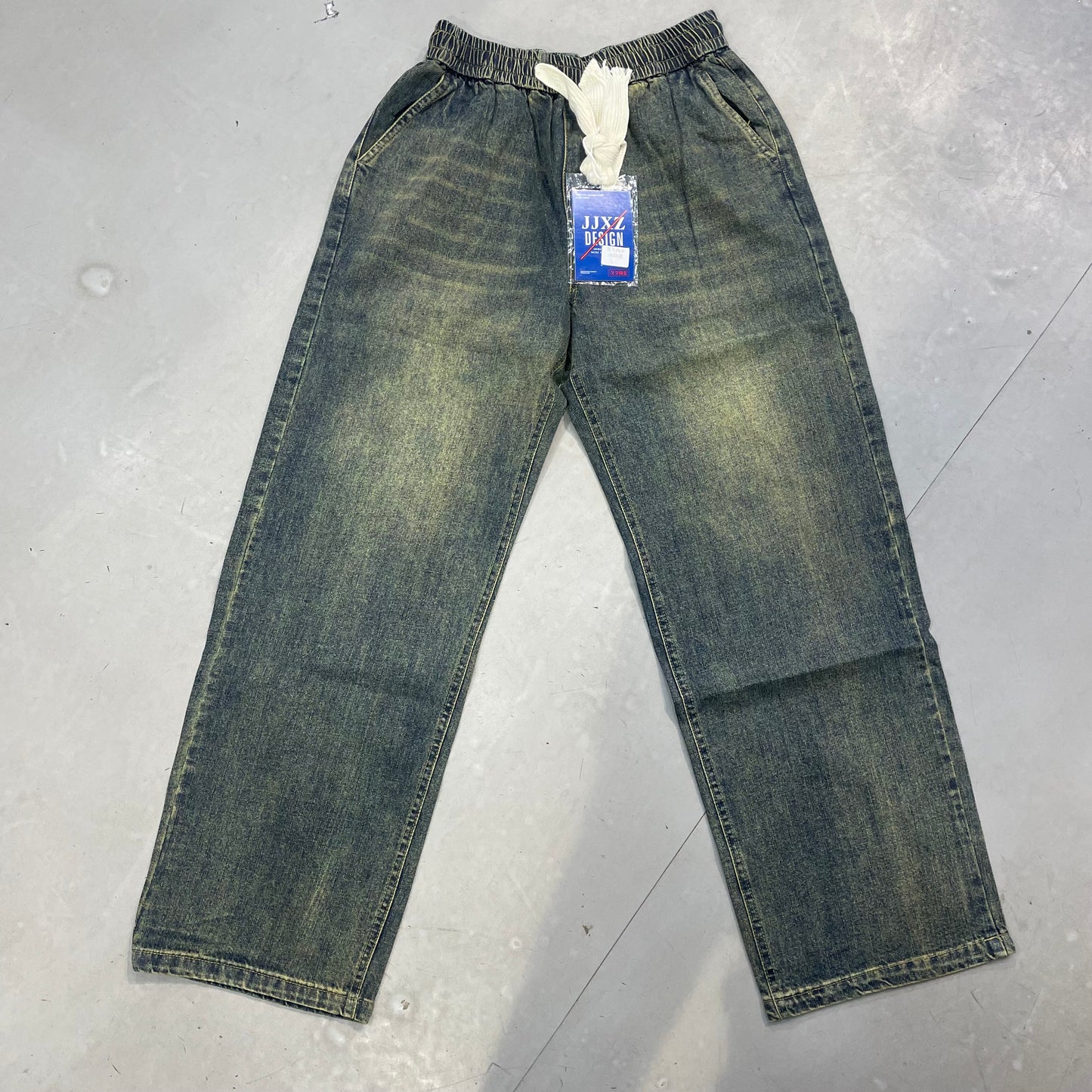 JJXZ Green Bluish Shade Denim Stretch Fit Jogger Style Jeans 7673