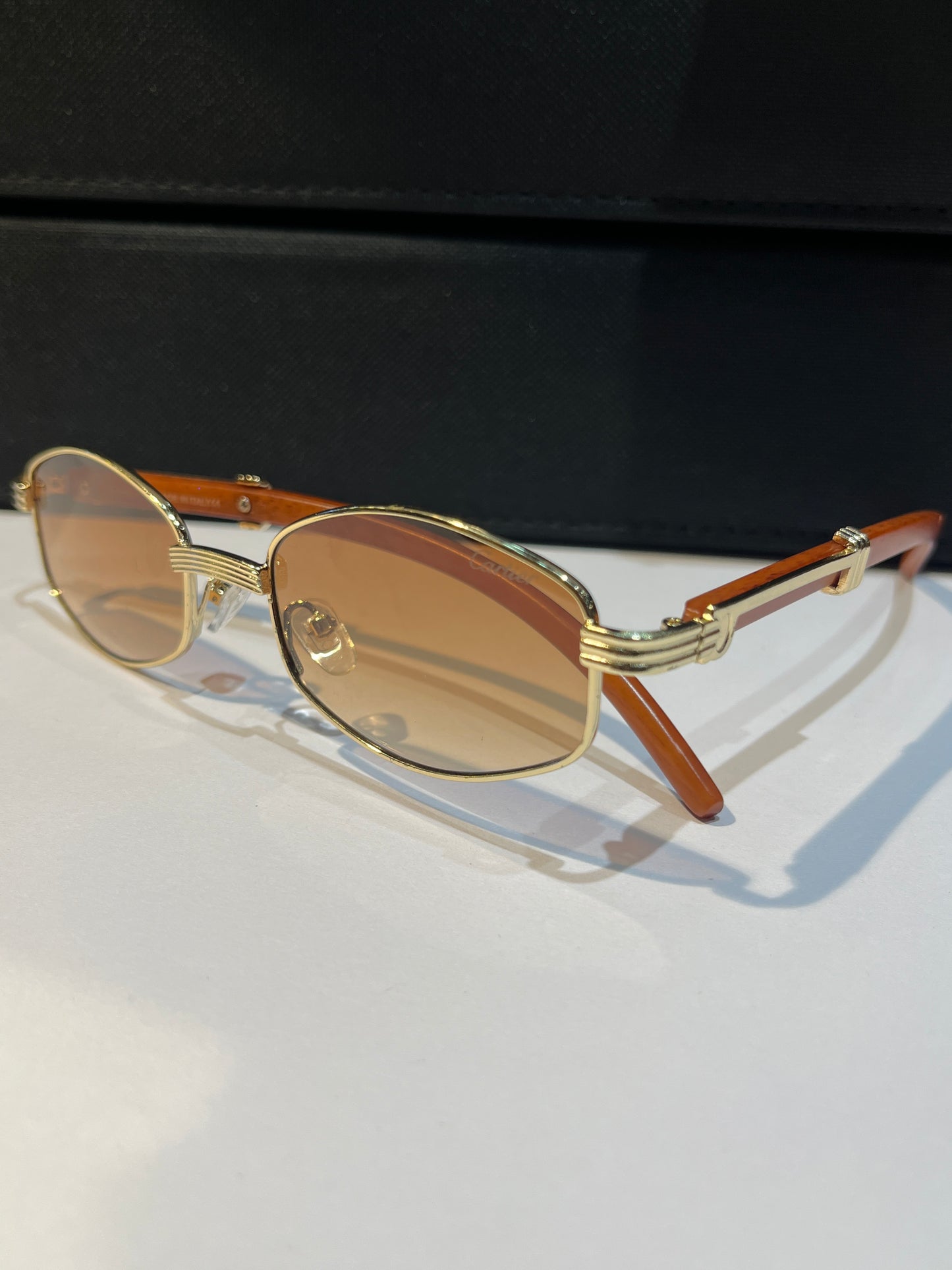 Rac Gold Frame Brown Stick Brown Shade Premium Quality Unisex Sunglass SUN091